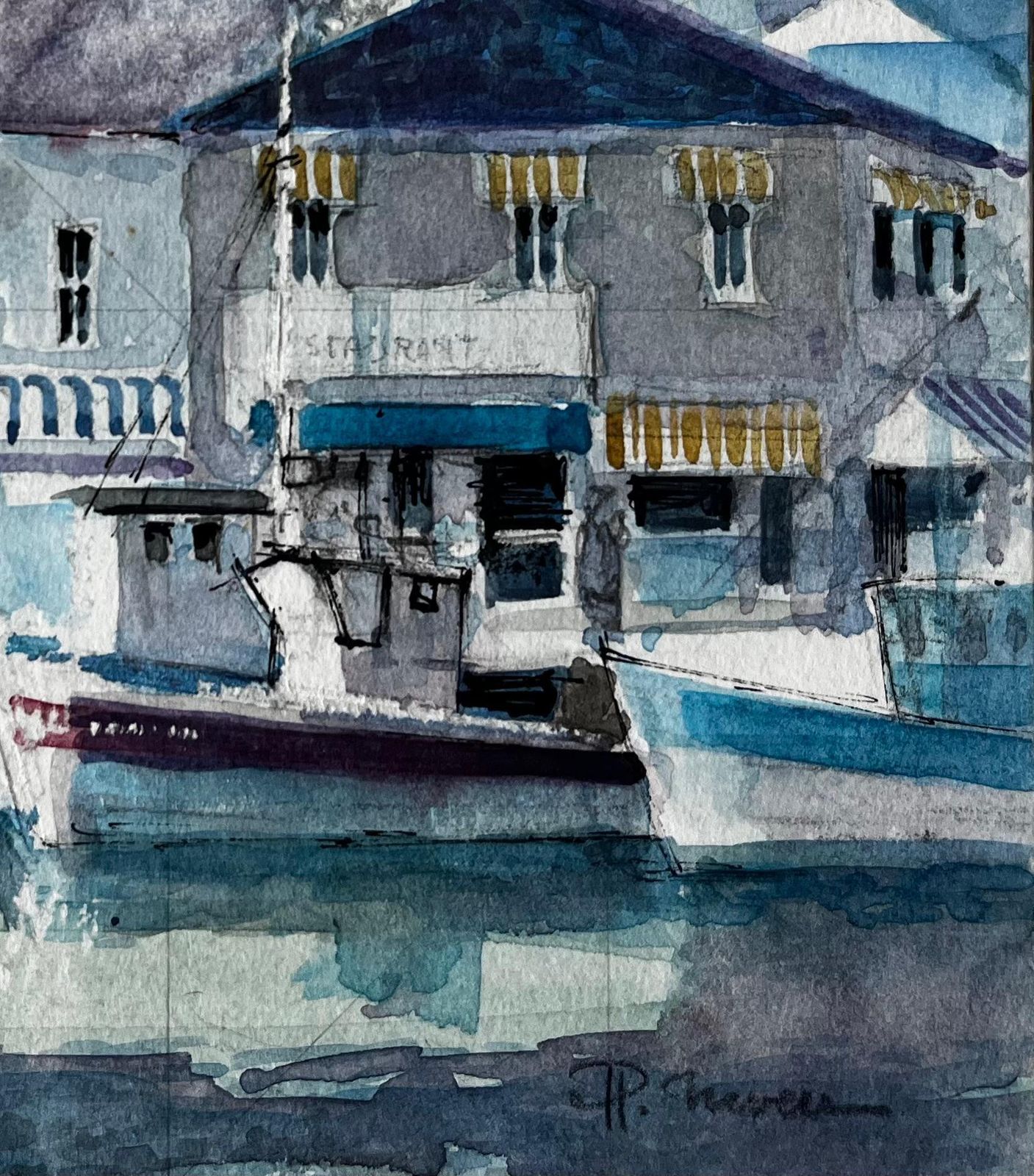 Pierre Neveufishing Boats And Harbourfront Houses French Mediterranean Port Scene photo 535.0