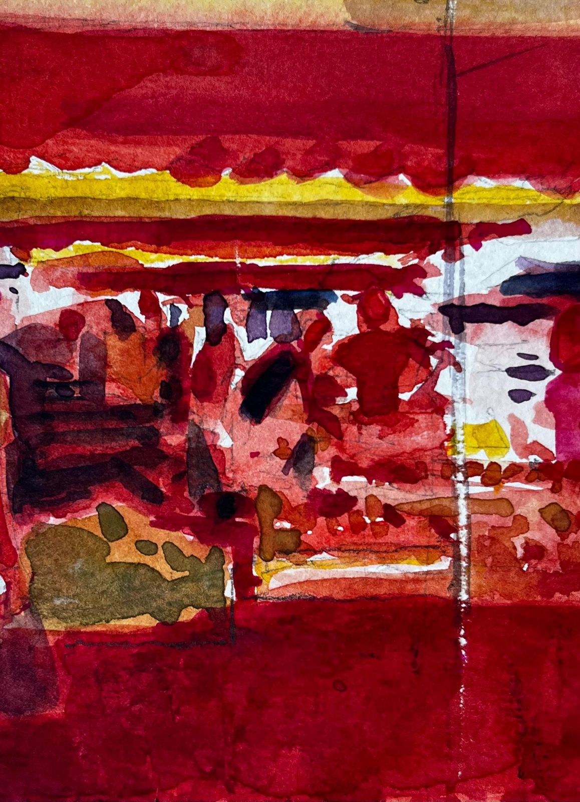 Pierre Neveuprovençal Market Scene Under Red And Yellow Awnings French Riviera Study photo buy