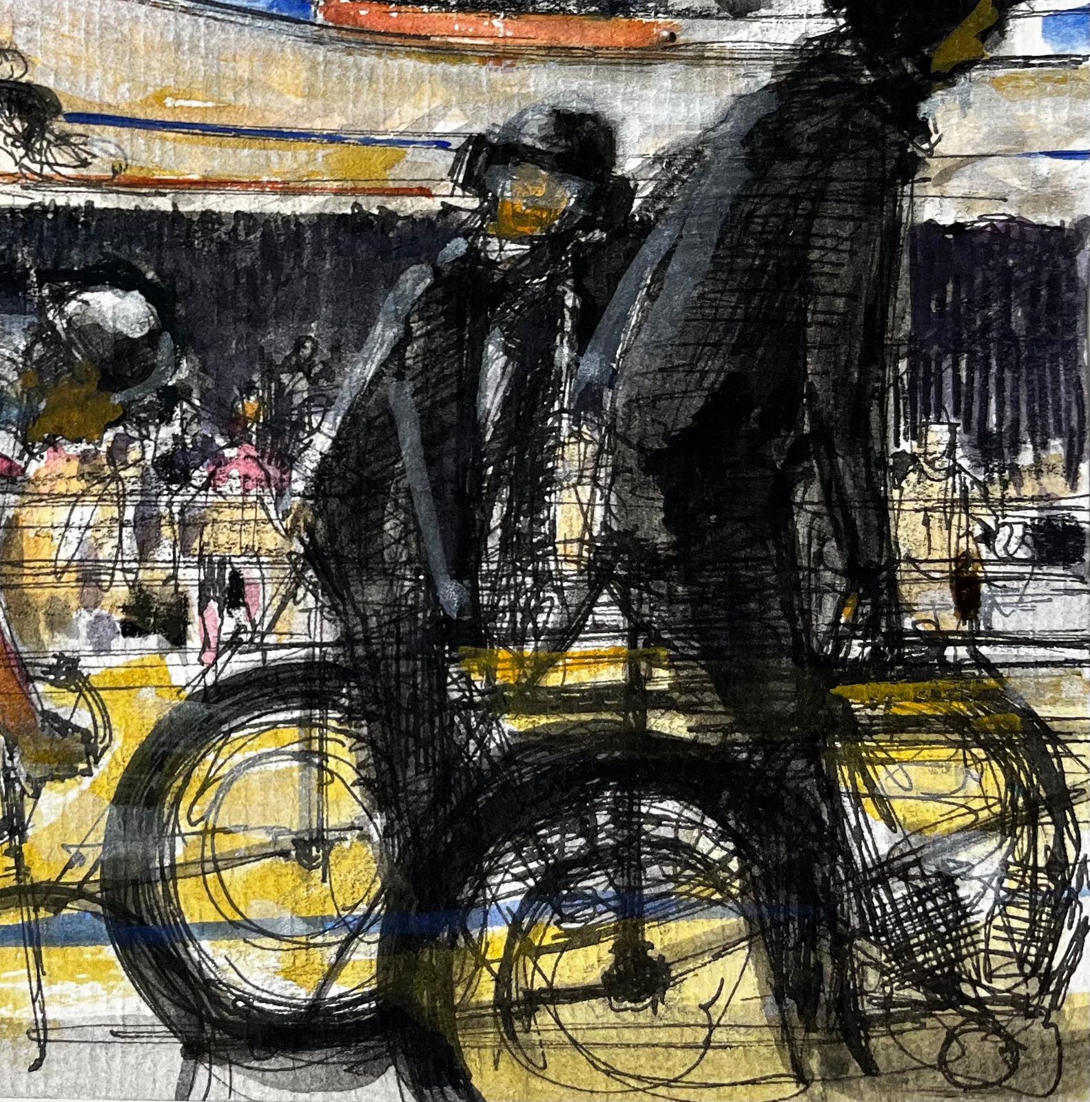 Pierre Neveufrench Indoor Cycling Velodrome Scene With Cyclists And Spectators Modern Study photo for sale