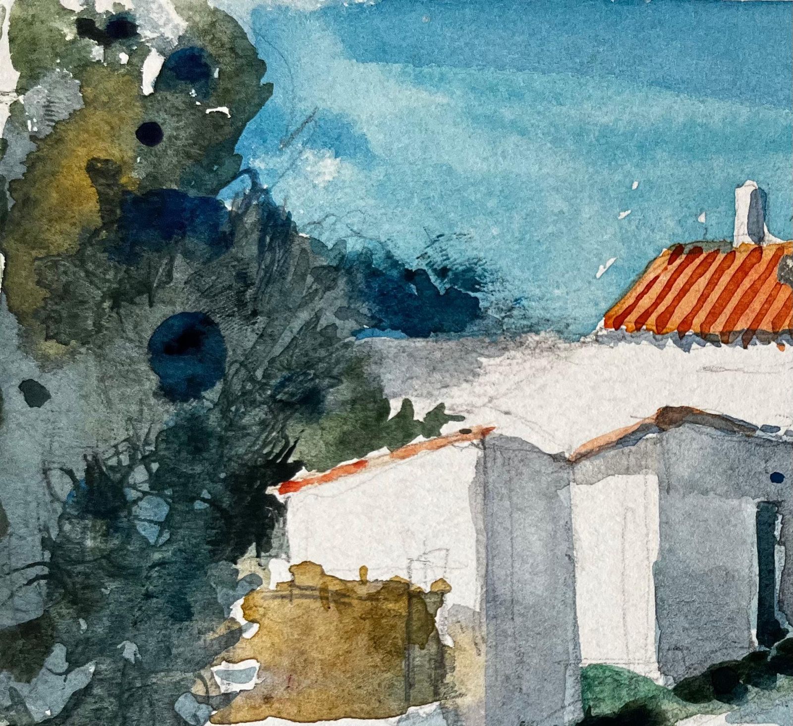 Pierre Neveusablet French Village Houses And Cypress Trees Provençal Landscape Study photo 458.0