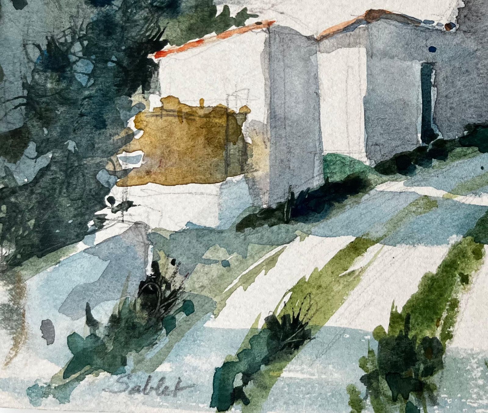 Pierre Neveusablet French Village Houses And Cypress Trees Provençal Landscape Study photo vinterior