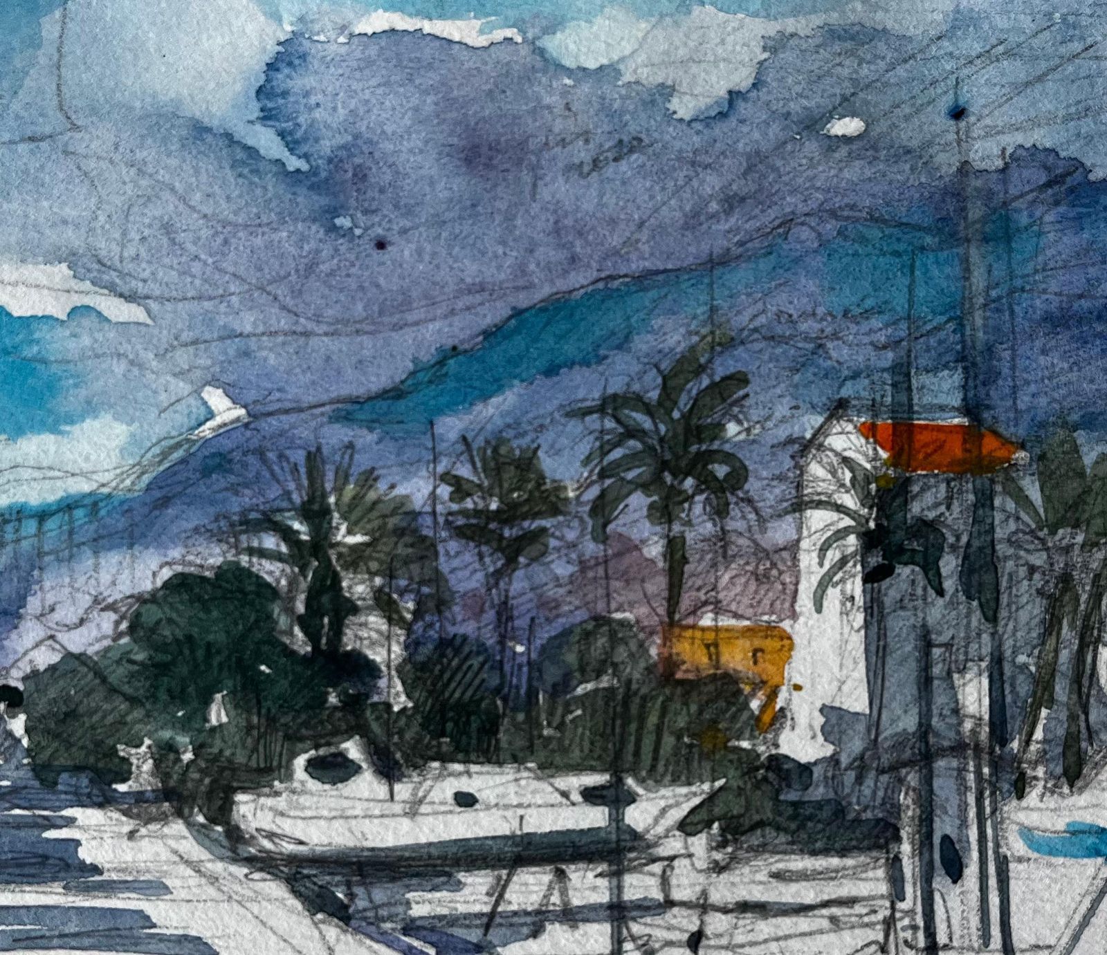 Pierre Neveumenton French Riviera Coastal Street Scene With Palm Trees And Hills photo buy