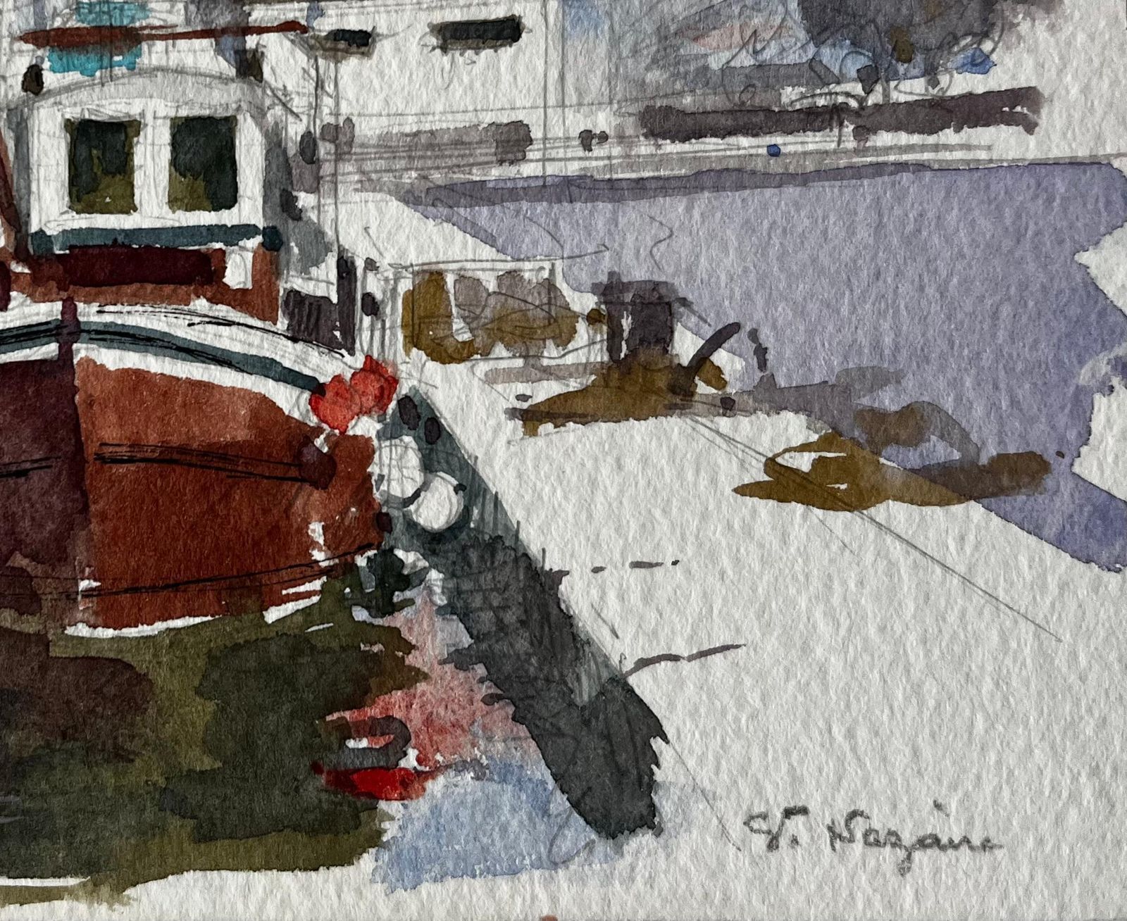 Pierre Neveusaint Nazaire French Fishing Boat At The Harbour Modern Coastal Study photo Art