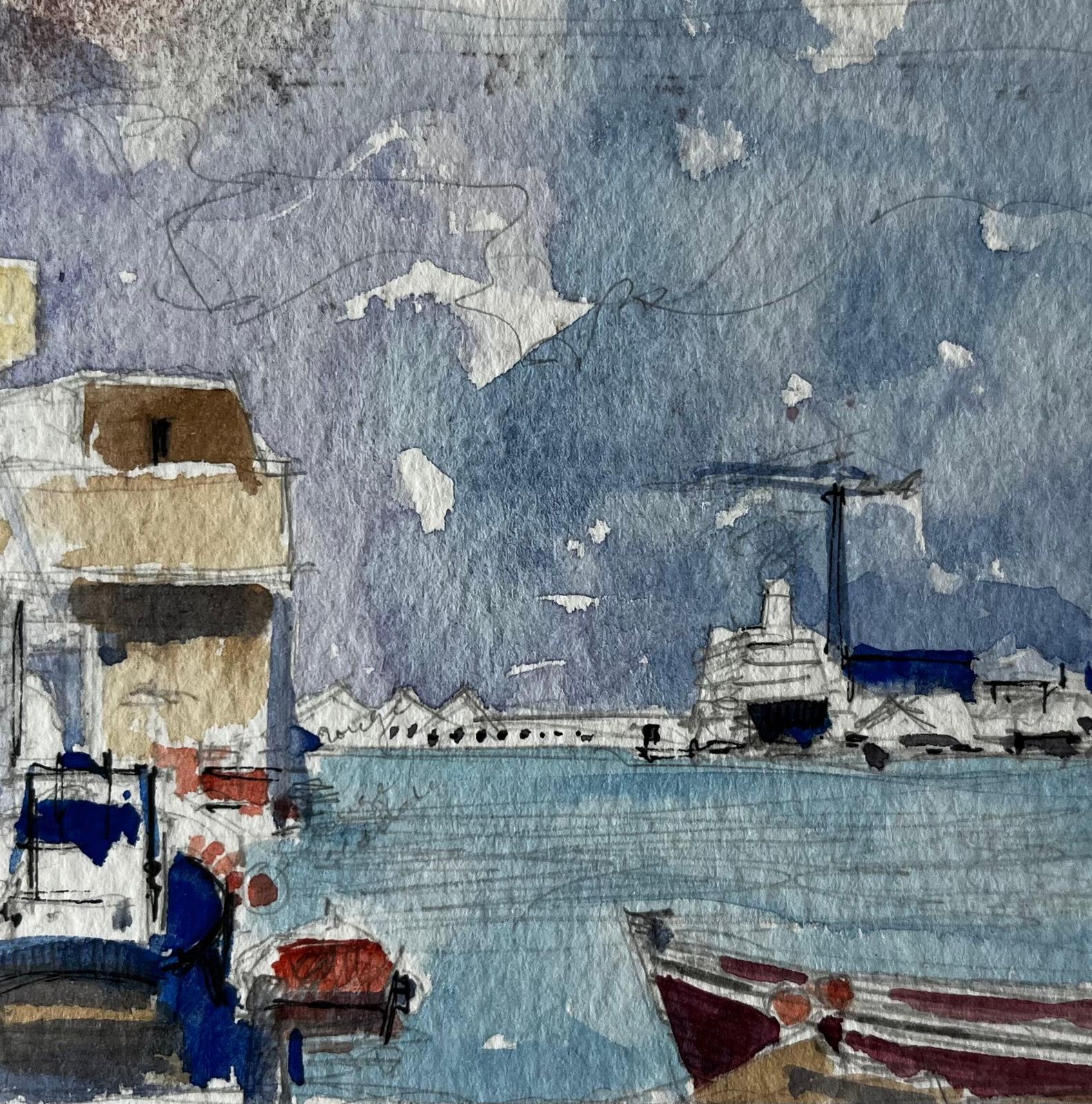 Pierre Neveusaint Nazaire French Harbour Boats And Shipyard Study Modern French photo buy