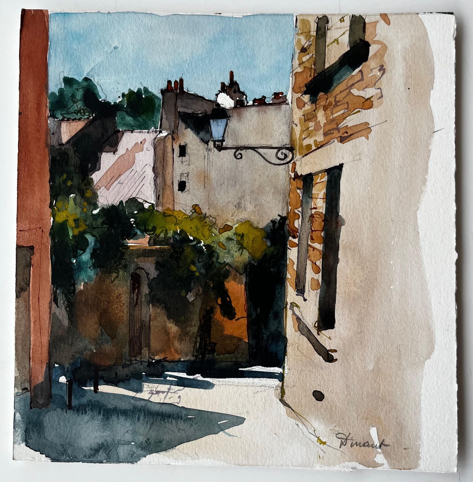Pierre Neveusunlit Street And Stone Houses In Dinant Belgian Riverside Town Study photo furniture
