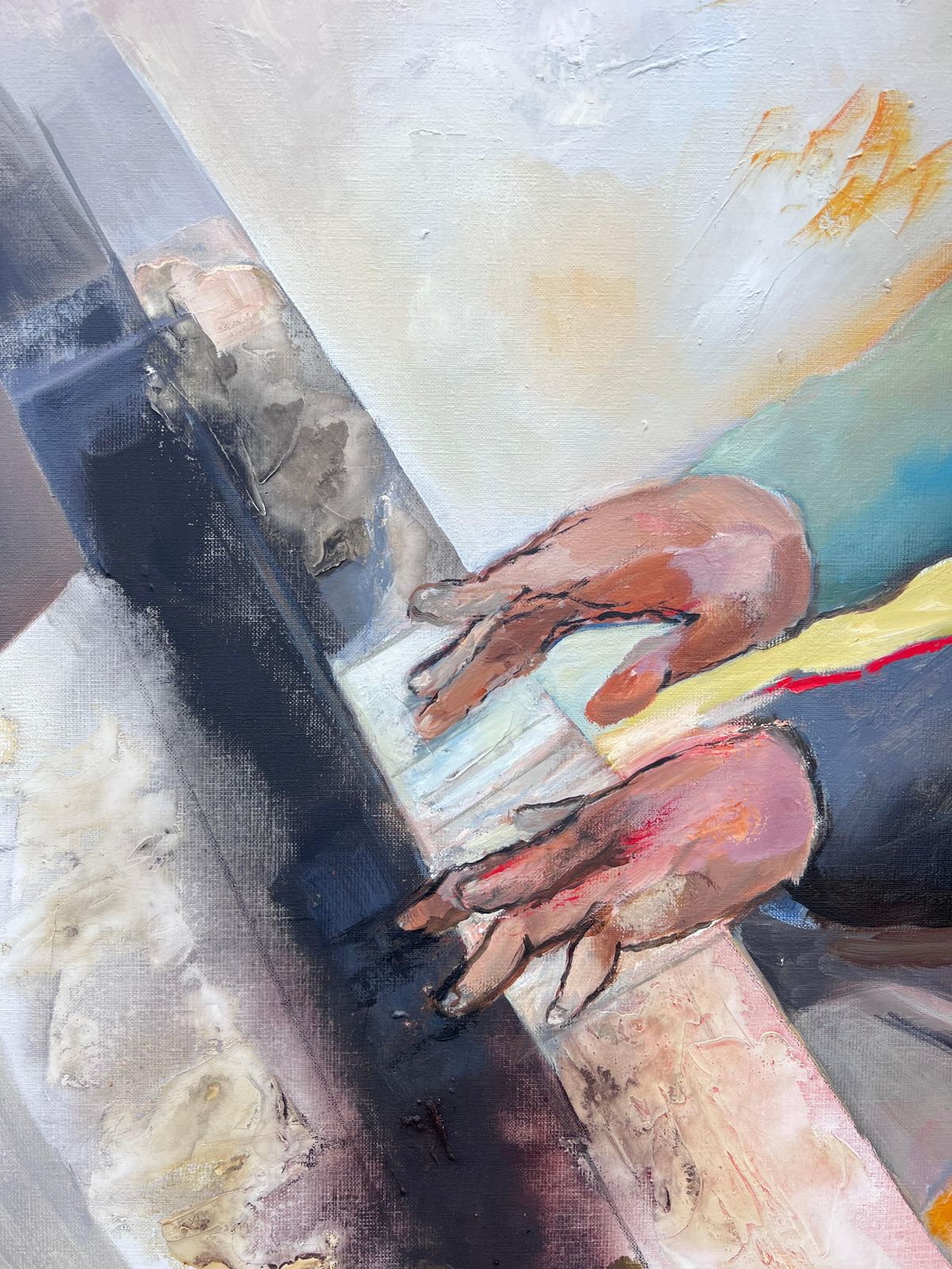 Jacqueline Verdet (1931 2023)huge French Contemporary Modernist Abstract Oil Painting The Piano Player photo vintage