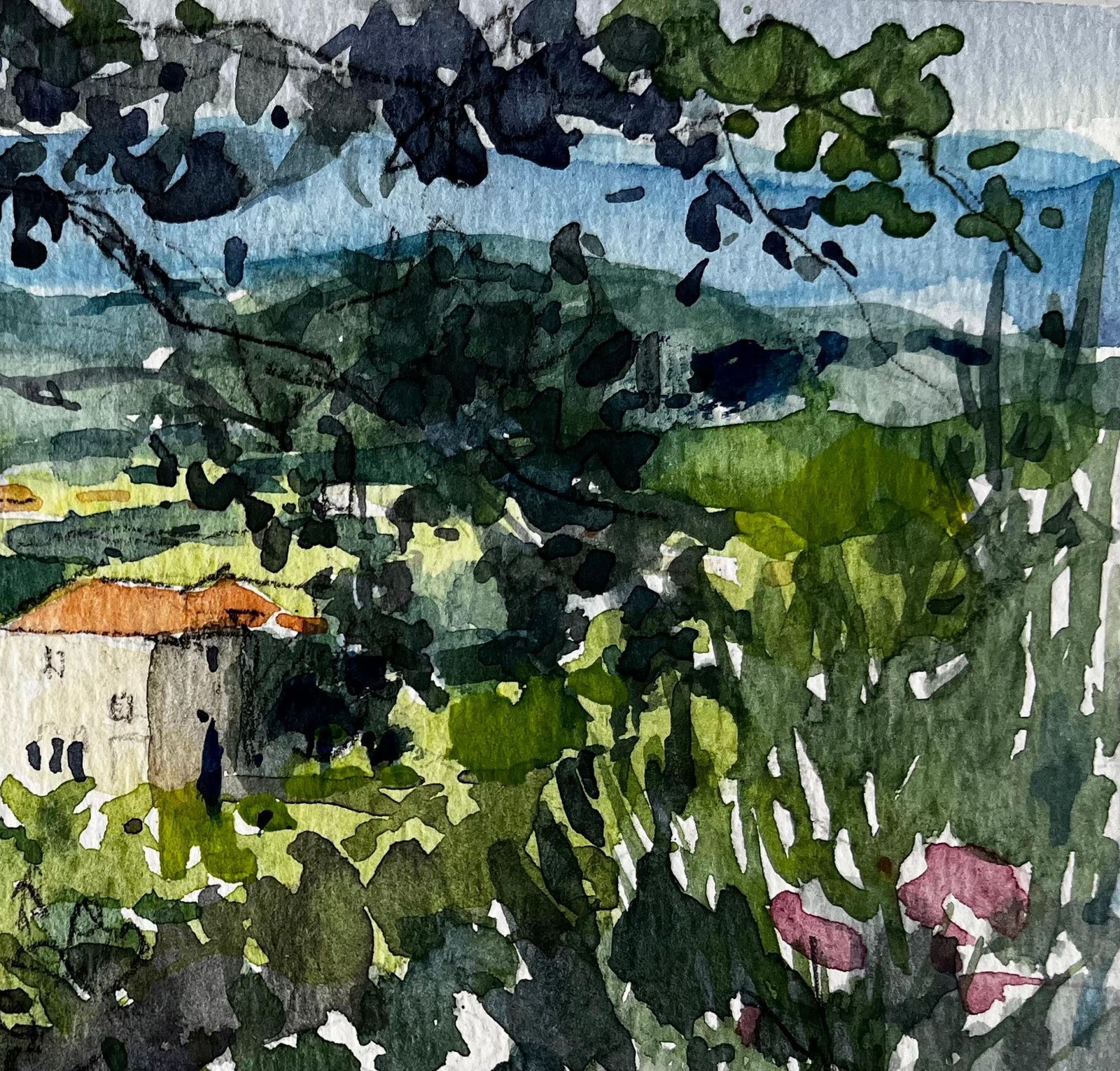 Pierre Neveuview Of Châteauneuf Landscape Provence Watercolour French Post Impressionist photo Art