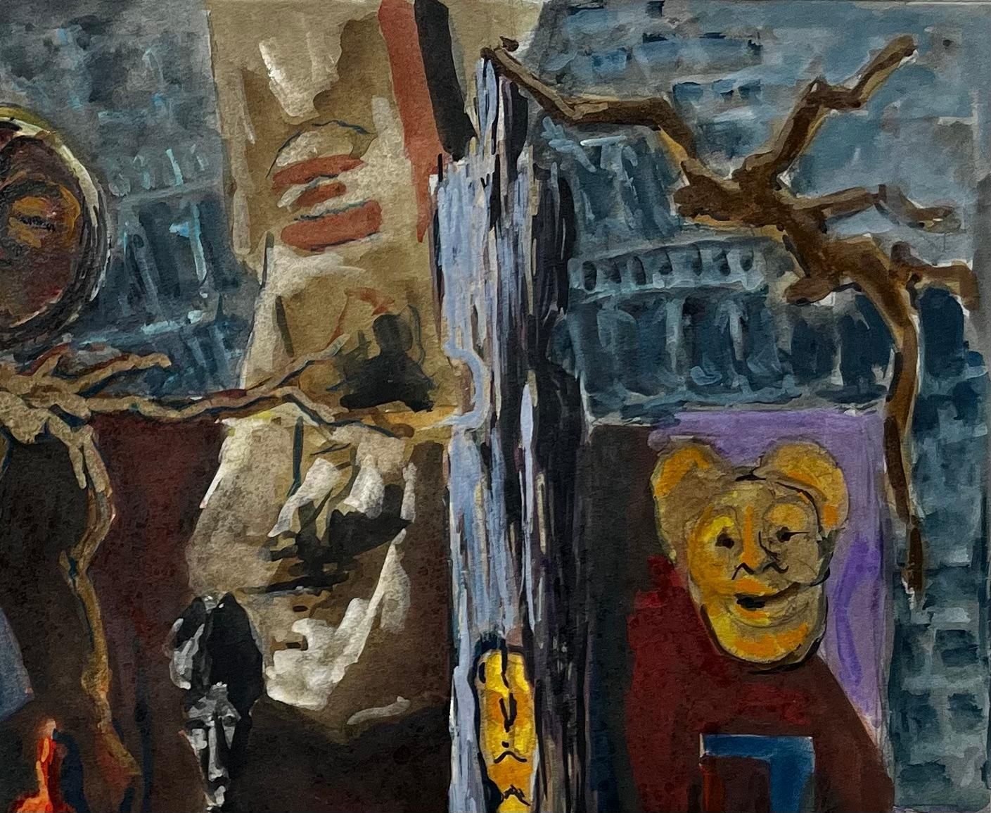 Guy Nicodfrench Modernist Still Life With African Masks And Sculptural Forms photo Art