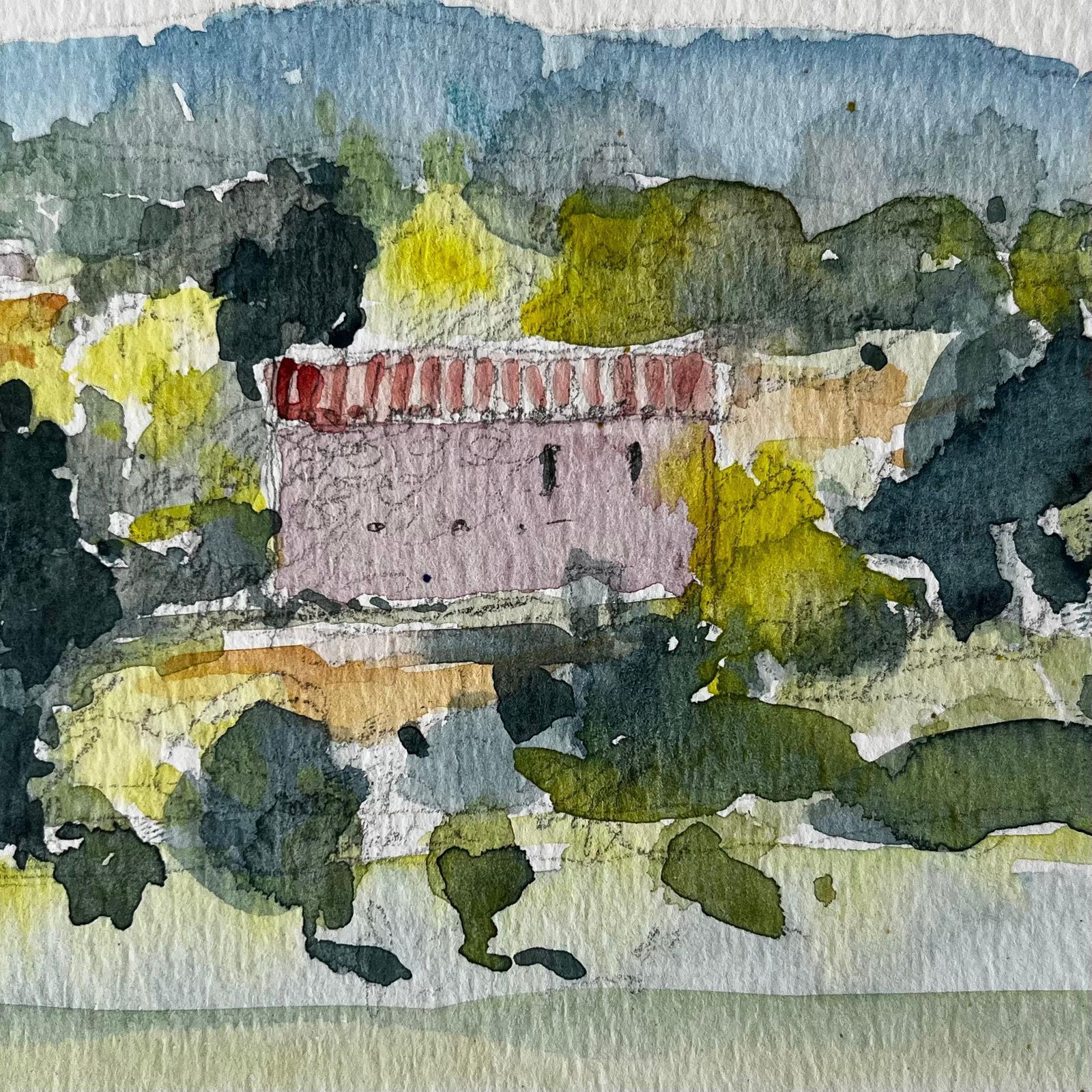 Pierre Neveuapt Countryside Farmhouse Landscape Watercolour French Post Impressionist photo buy