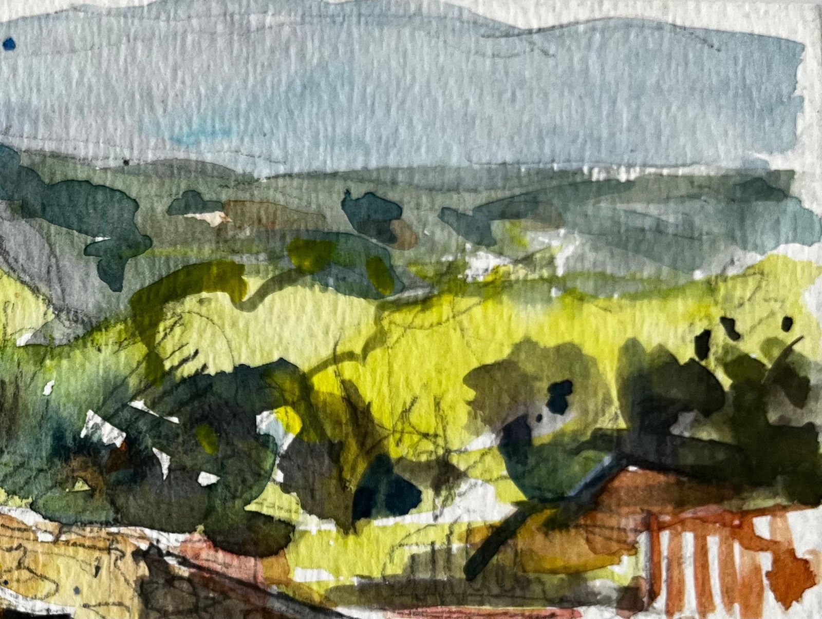 Pierre Neveuprovence Hillside Village Landscape Watercolor French Post Impressionist photo vinterior