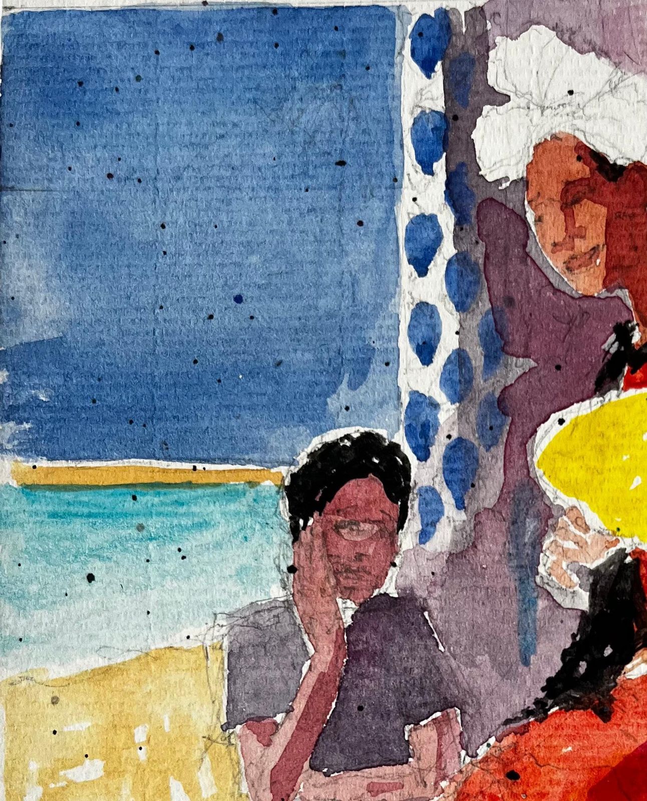 Pierre Neveuinterior Scene With Seated Figures Watercolour French Post Impressionist photo Art