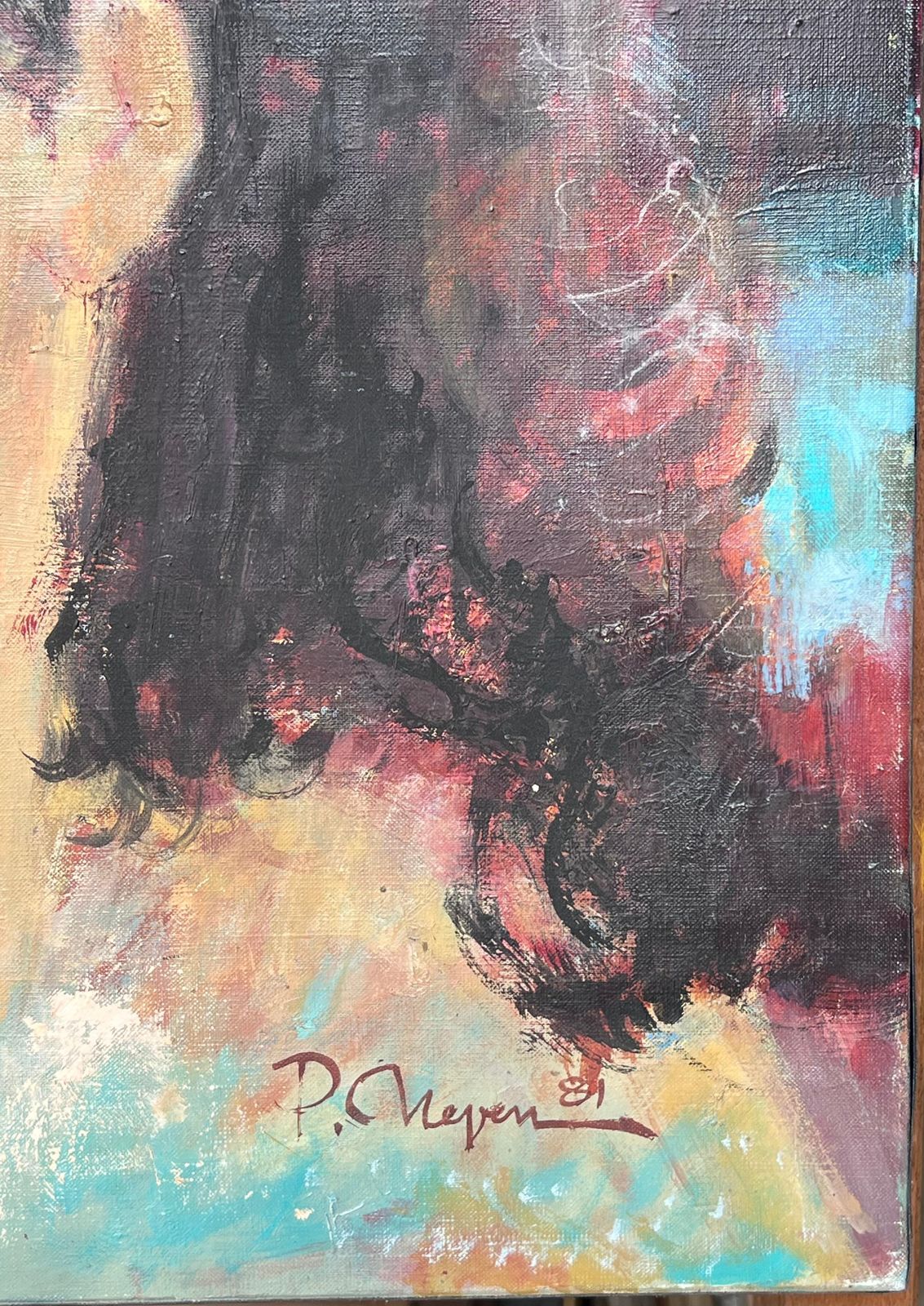 French Mid 20thlarge French 20th Century Oil Painting Portrait Of Young Woman, Signed photo buy