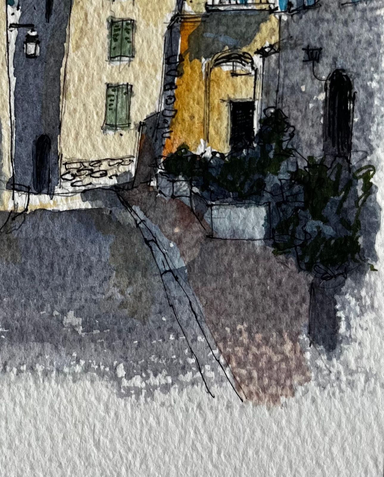 Pierre Neveucastellar Village Street Scene Provence Watercolour French Post Impressionist photo 459.0