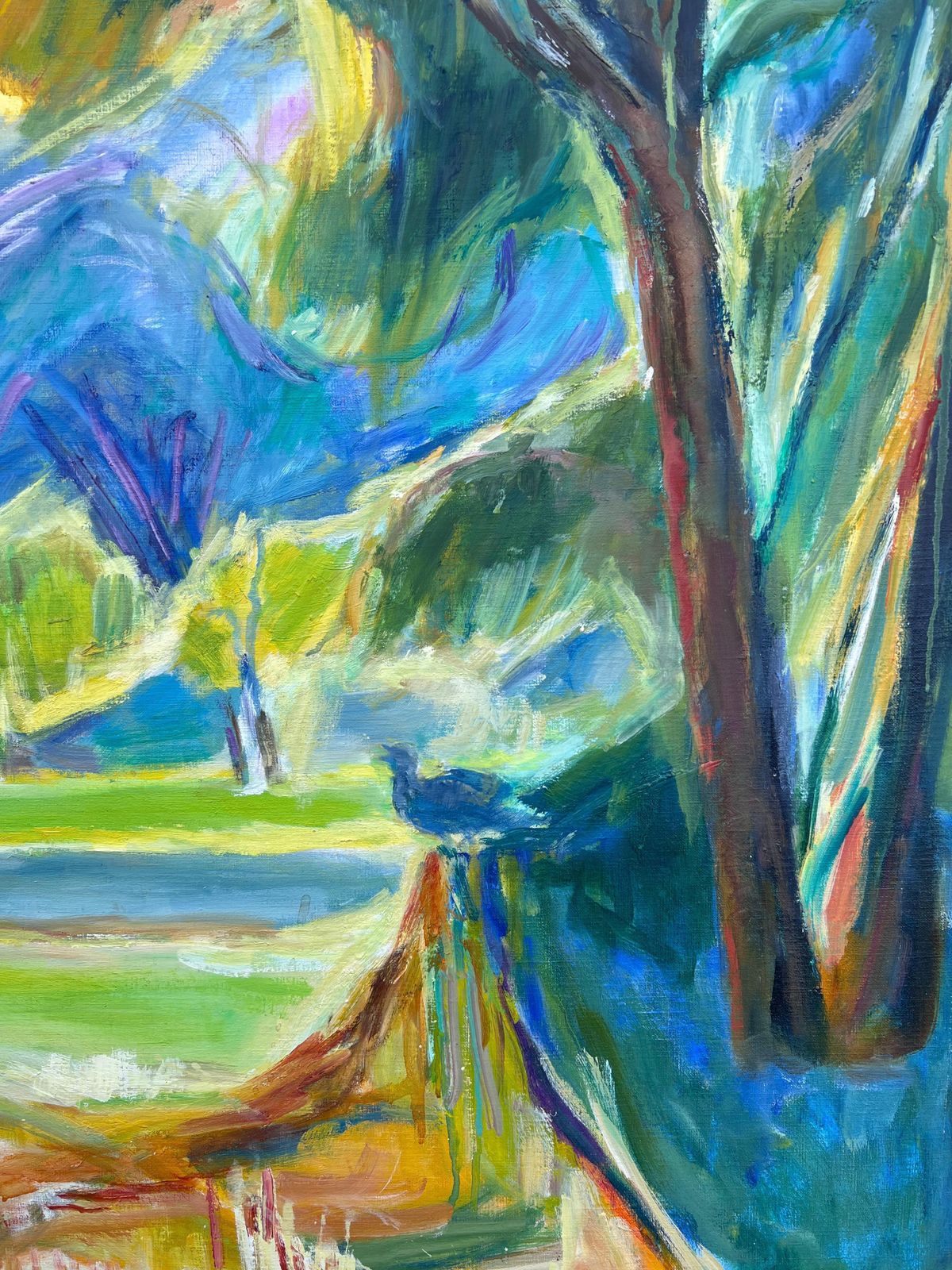 Huguette Baudrothuge 20th Century French Post Impressionist Oil Painting Lush Green Garden View photo for sale