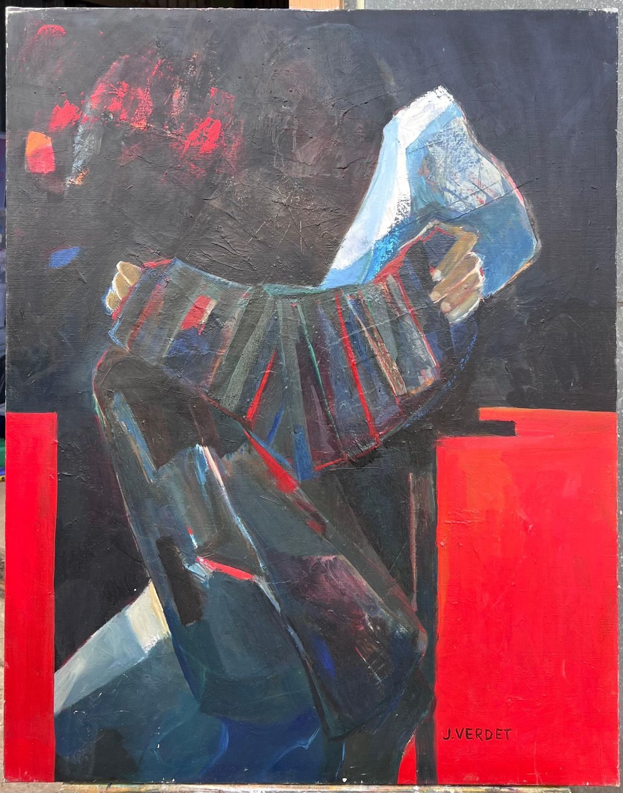 Jacqueline Verdet (1931 2023)huge French Contemporary Modernist Abstract Oil Painting Shapes And Forms photo furniture