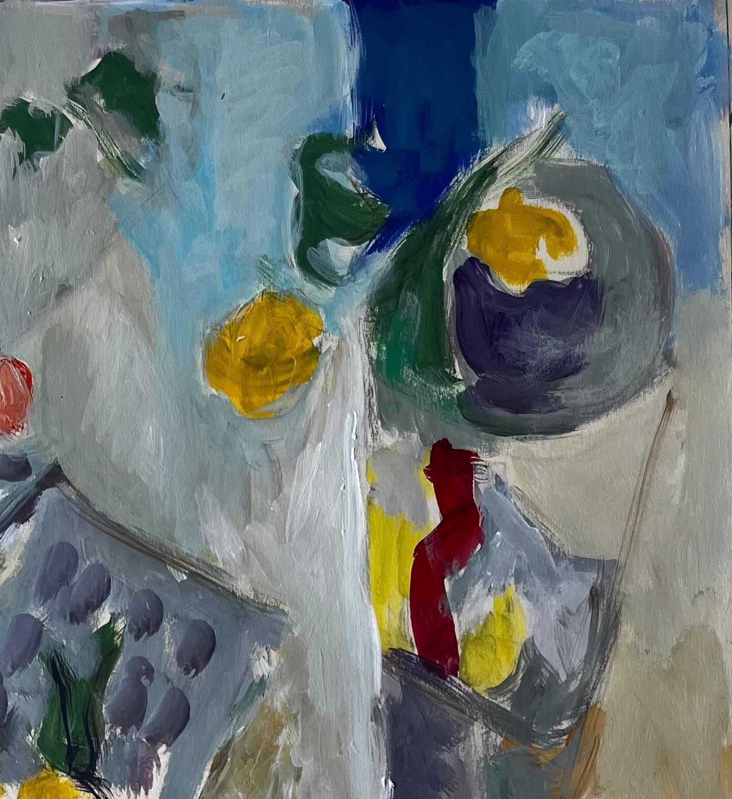 Guy Nicodabstract Still Life With Lemons Table And Blue Cloth French Modernist Gouache photo Art