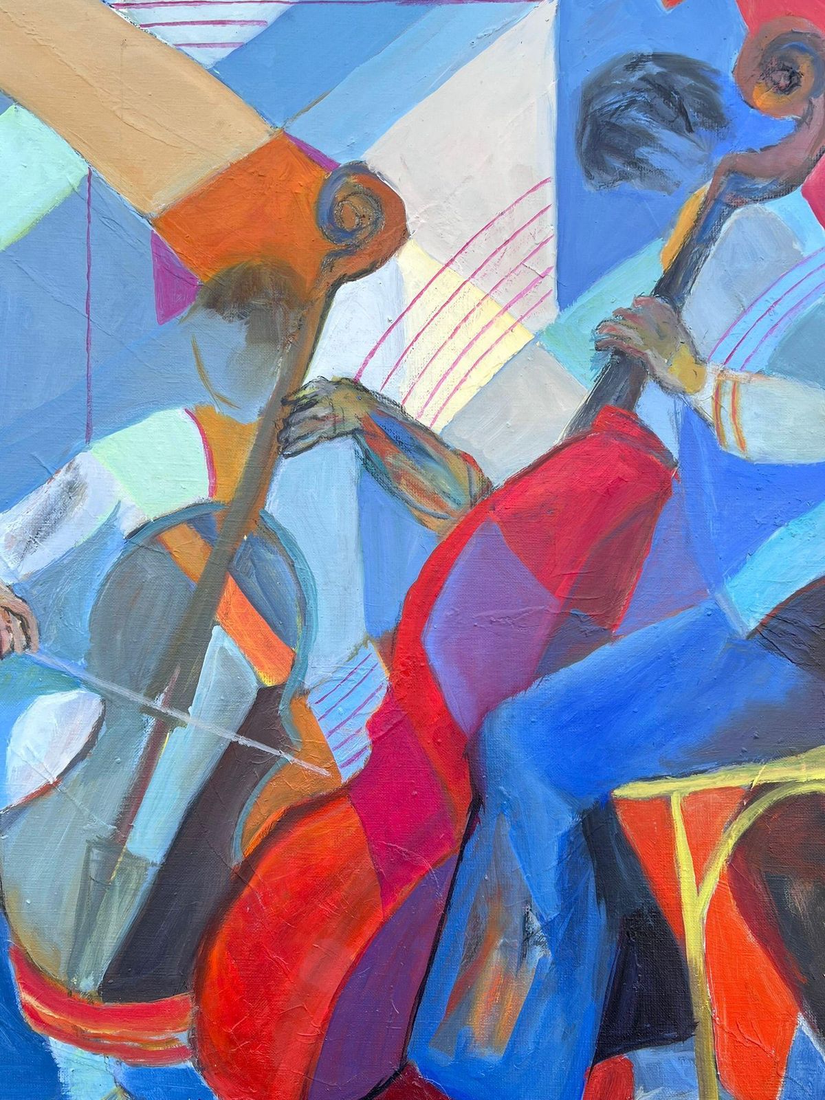 Jacqueline Verdet (1931 2023)huge French Contemporary Modernist Abstract Oil Painting Musicians Double Bass photo 1832.0