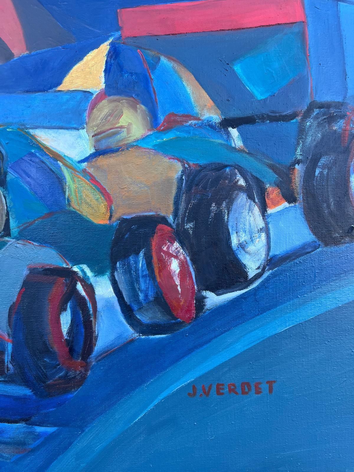 Jacqueline Verdet (1931 2023)huge French Contemporary Modernist Abstract Oil Painting Formula 1 Motor Racing photo furniture