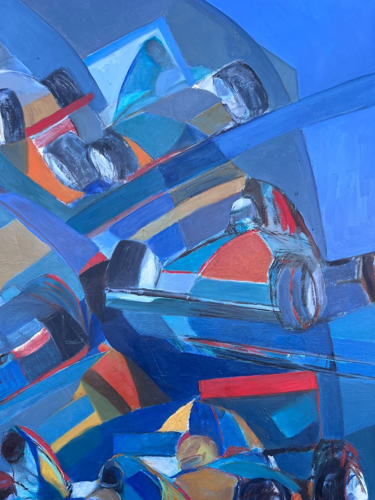 Jacqueline Verdet (1931 2023)huge French Contemporary Modernist Abstract Oil Painting Formula 1 Motor Racing photo Art