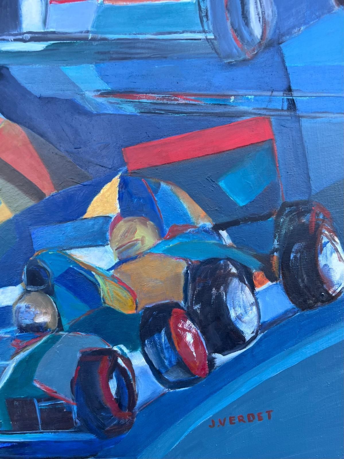 Jacqueline Verdet (1931 2023)huge French Contemporary Modernist Abstract Oil Painting Formula 1 Motor Racing photo vinterior