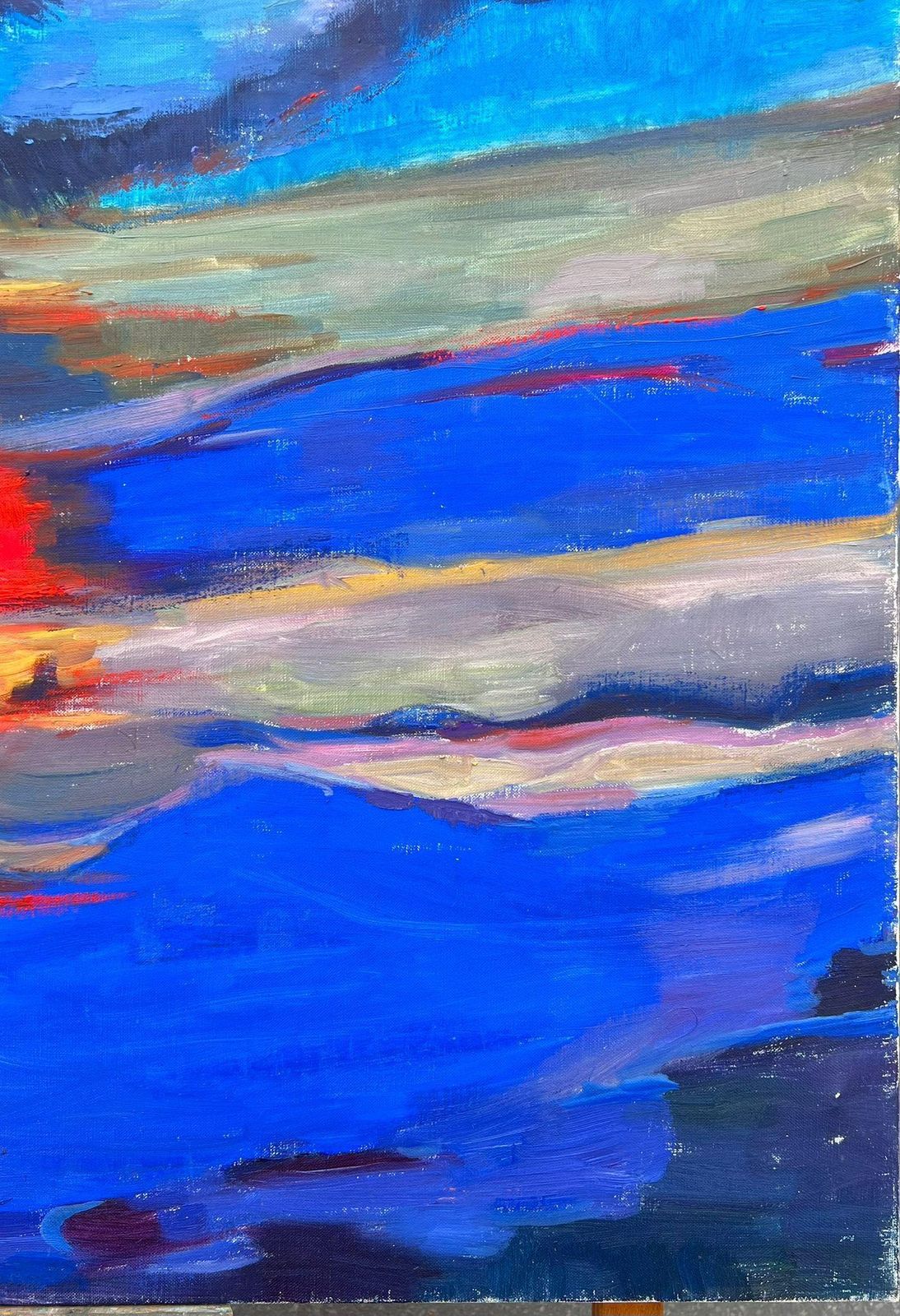 Evelyne Picardhuge French Contemporary Abstract Composition Painting Red Sunset Blue Skies photo vinterior