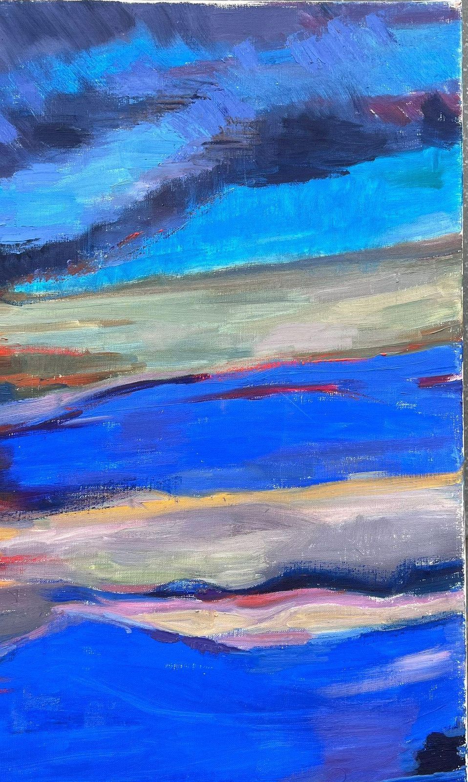 Evelyne Picardhuge French Contemporary Abstract Composition Painting Red Sunset Blue Skies photo vintage