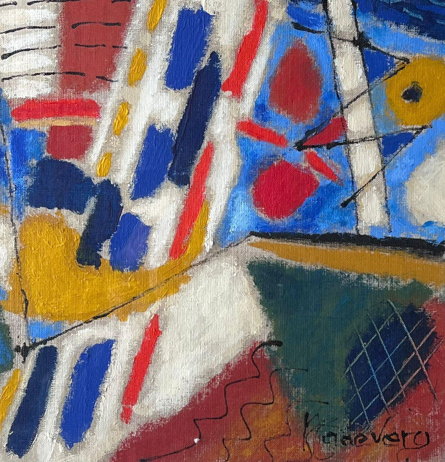French Contemporarybright French Modernist Cubist Signed Oil Painting Shapes And Form photo for sale