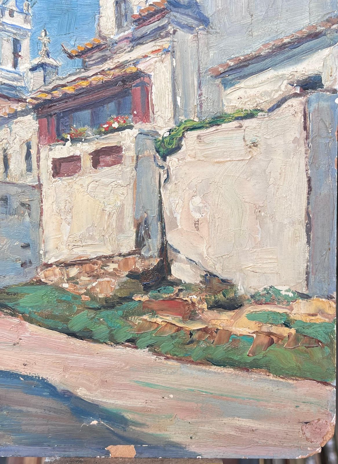 L. Descatoire (19th 20th Century) San Martino Portugal 1930's French Oil Painting White Washed Village Houses photo Art