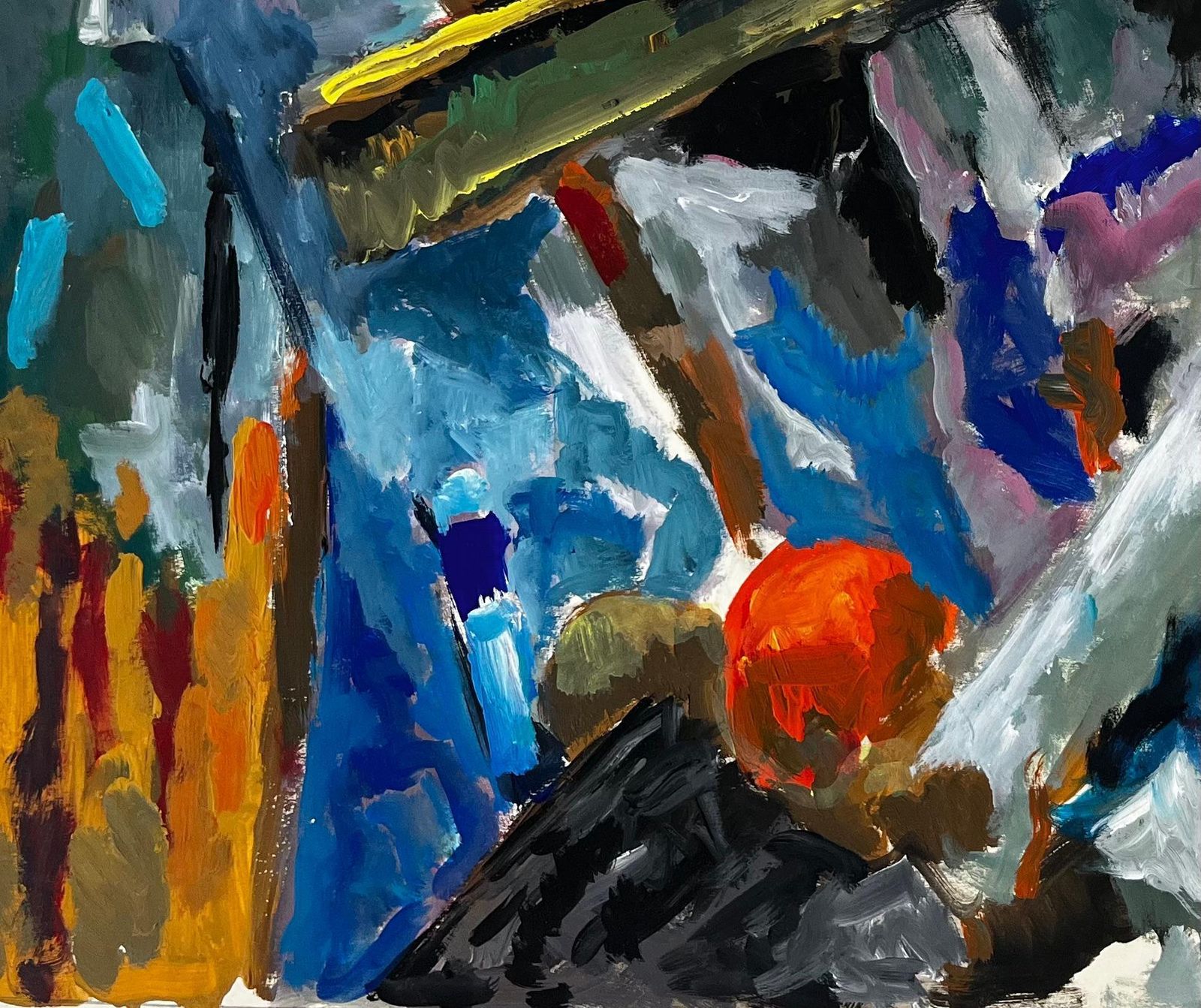 Guy Nicodabstract Still Life With Fruit And Artist’s Tools French Modern Gouache Painting photo vinterior