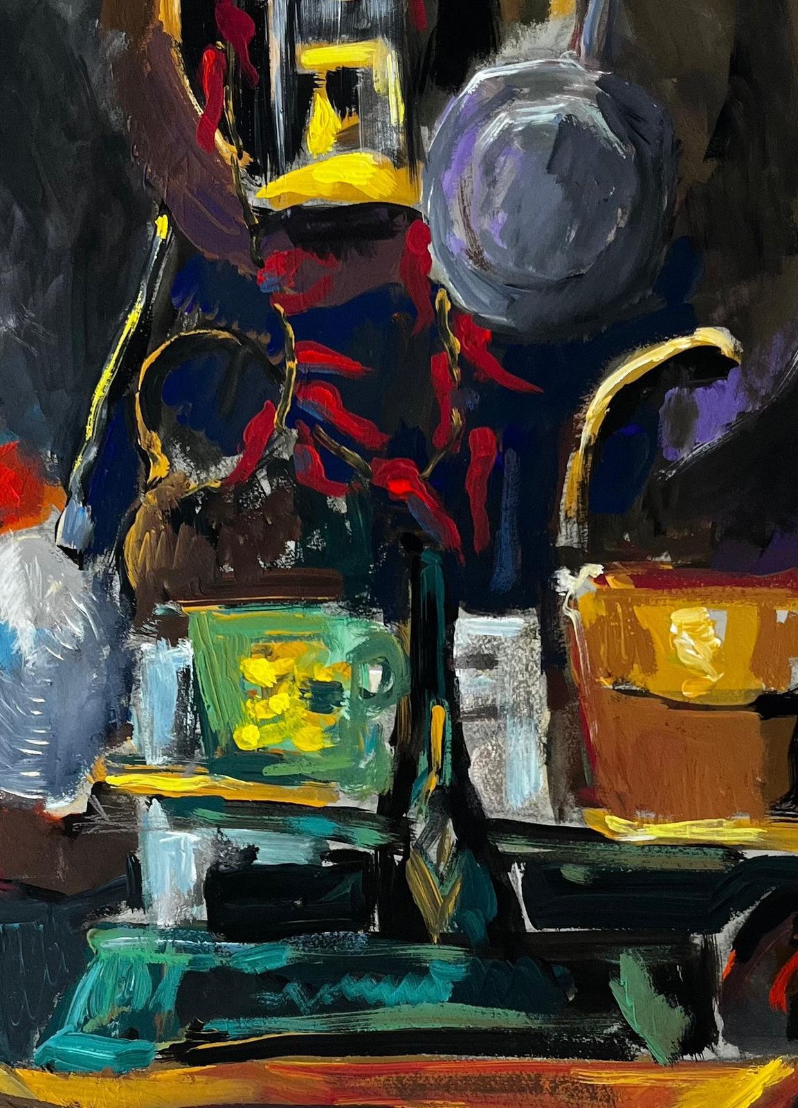 Guy Nicodstill Life With Lamp Cups And Flowers French Modernist Gouache photo buy