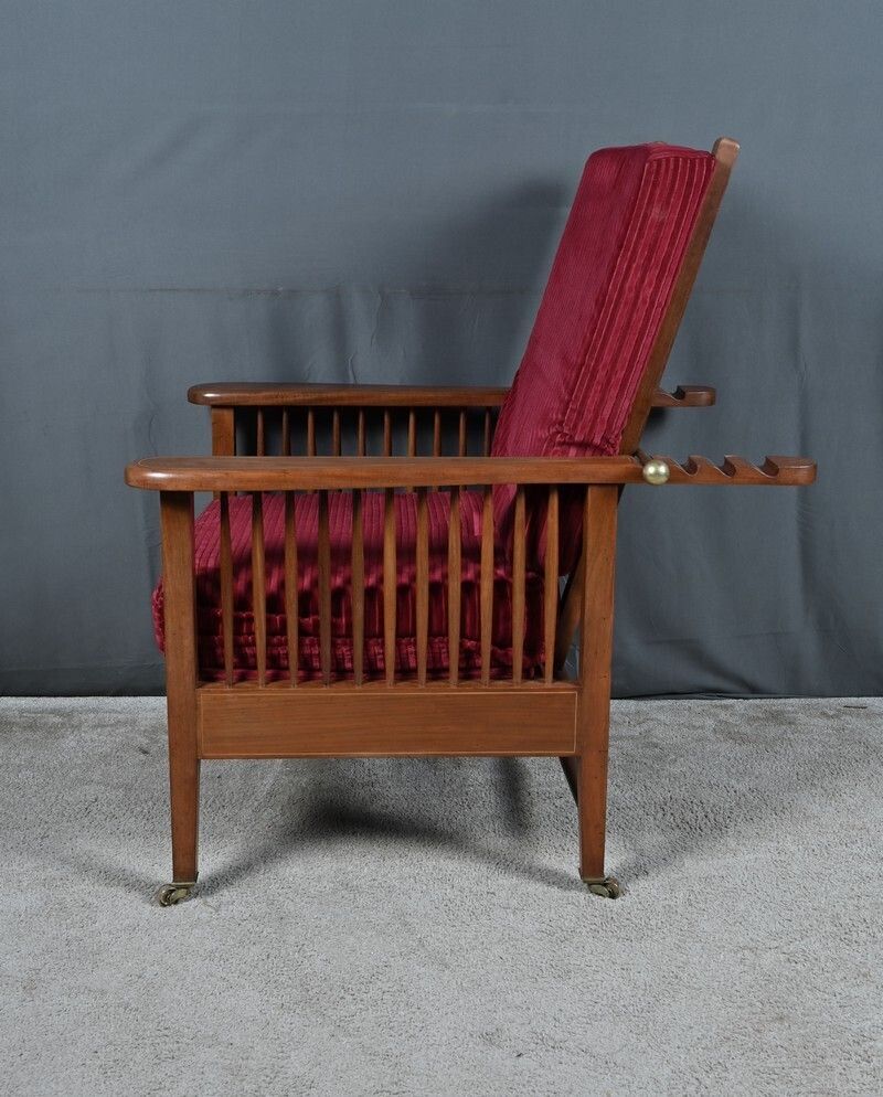 photo for sale Morris Armchair In Mahogany  Arts And Crafts Style  Early 20th Century