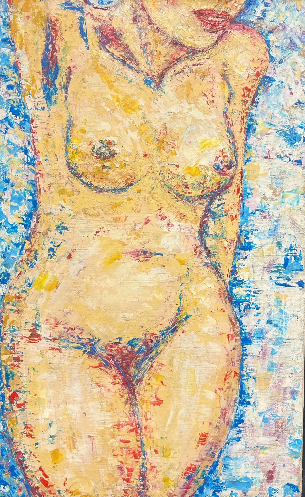 French Schoolabstract Nude Female Form Bold Textured Expressionist 20thc French Oil Paintingmid 20th Century