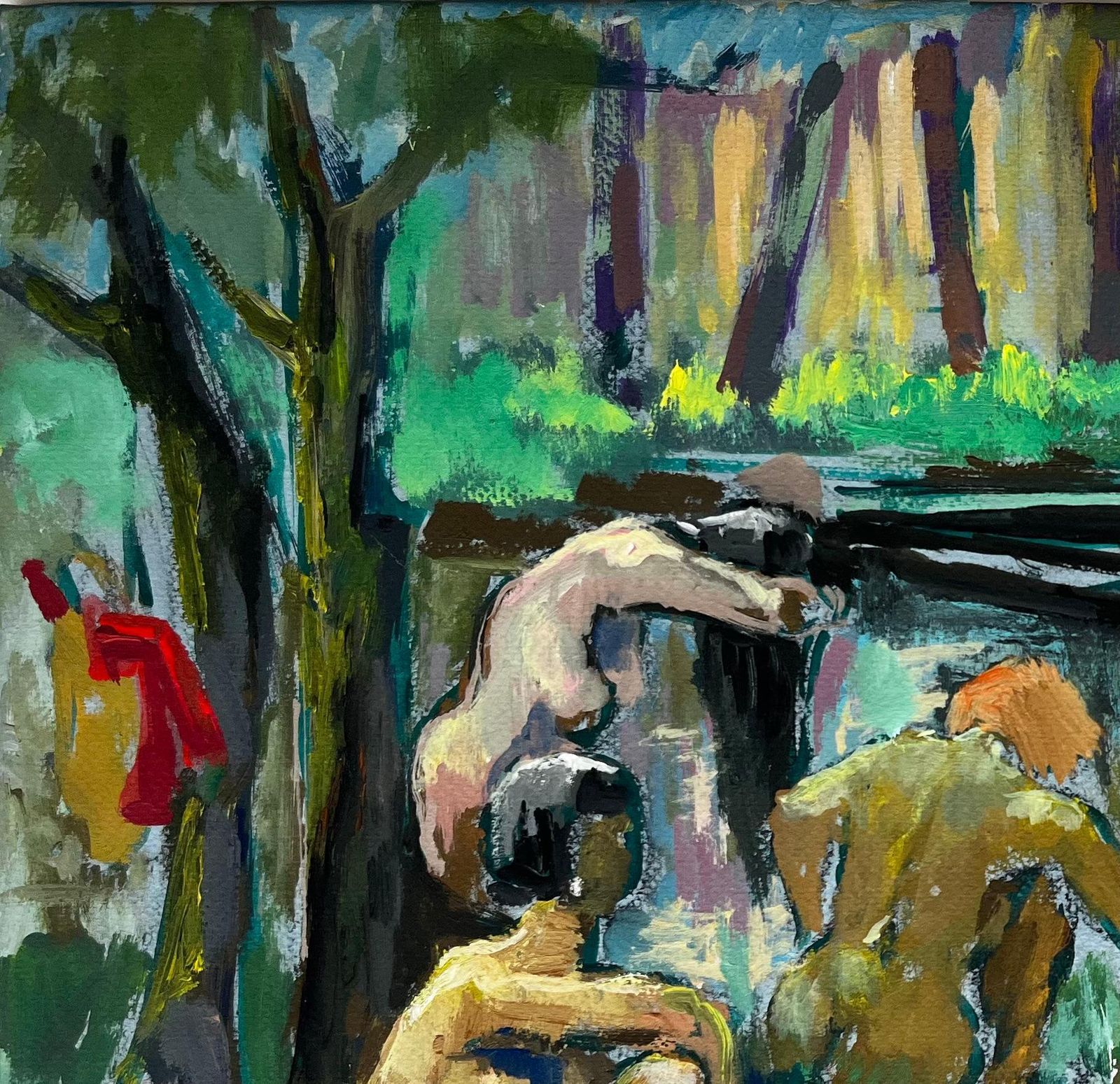 Nude Bathers By The River French Modern Oil Painting By Guy Nicod photo Art