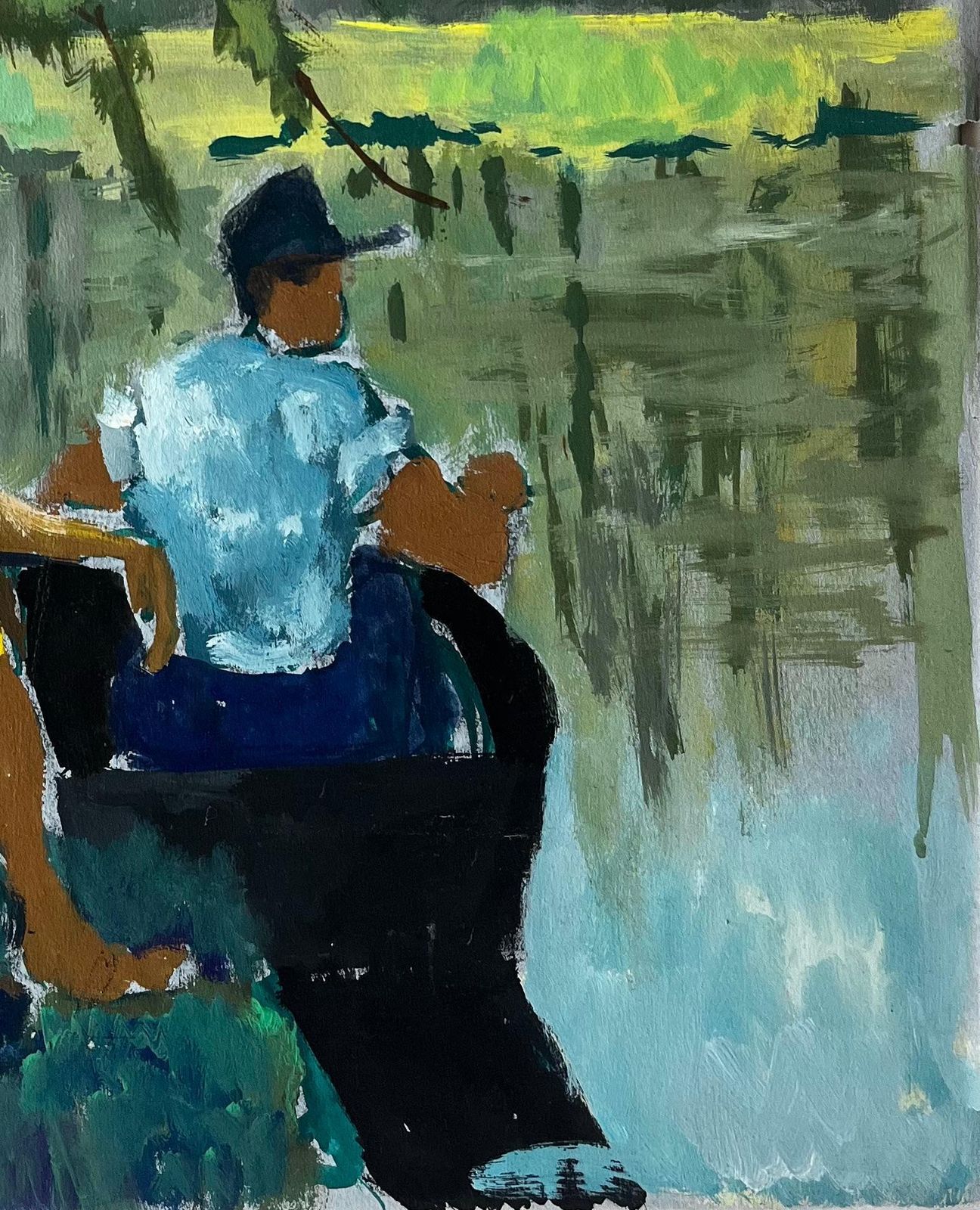 Couple By The Riverside French Modern Oil Painting By Guy Nicod photo Art