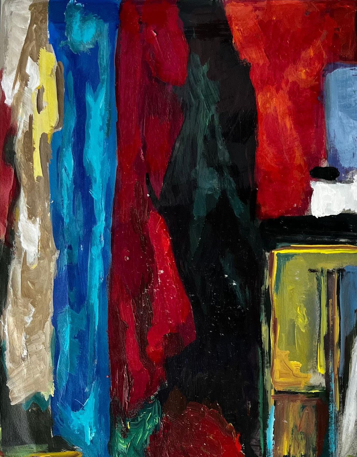 Guy Nicodfrench Oil Modernist Still Life Interior With Drapery And Picture Frames photo for sale