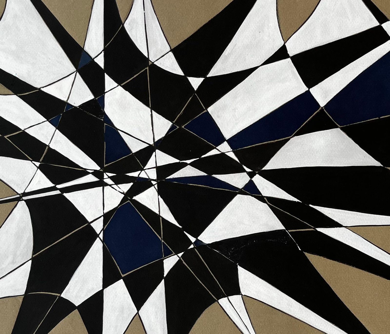 Serge Guerin (1916)mid Century French Geometric Abstract In Black White And Navy Signed Sg photo vinterior
