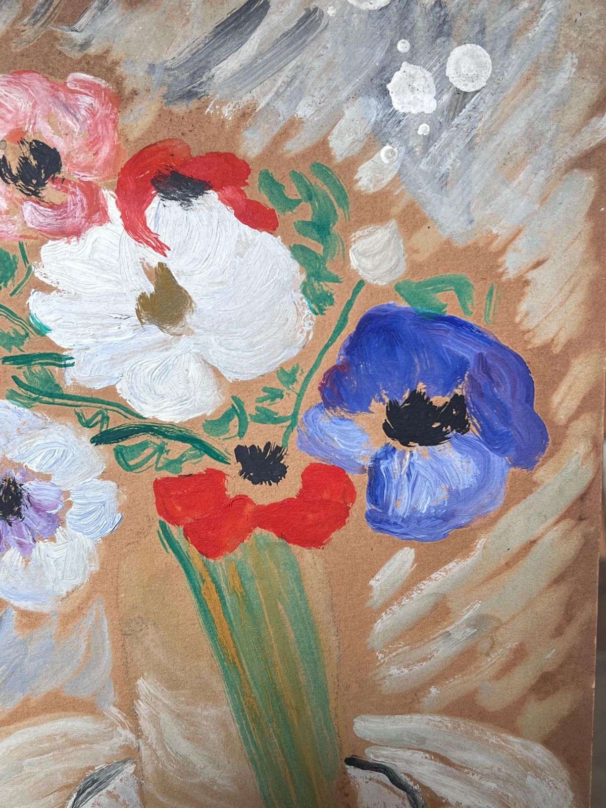 Suzanne Dinkesmid Century French Impressionist Vintage Oil Vibrant Still Life Flowers1950's photo Art