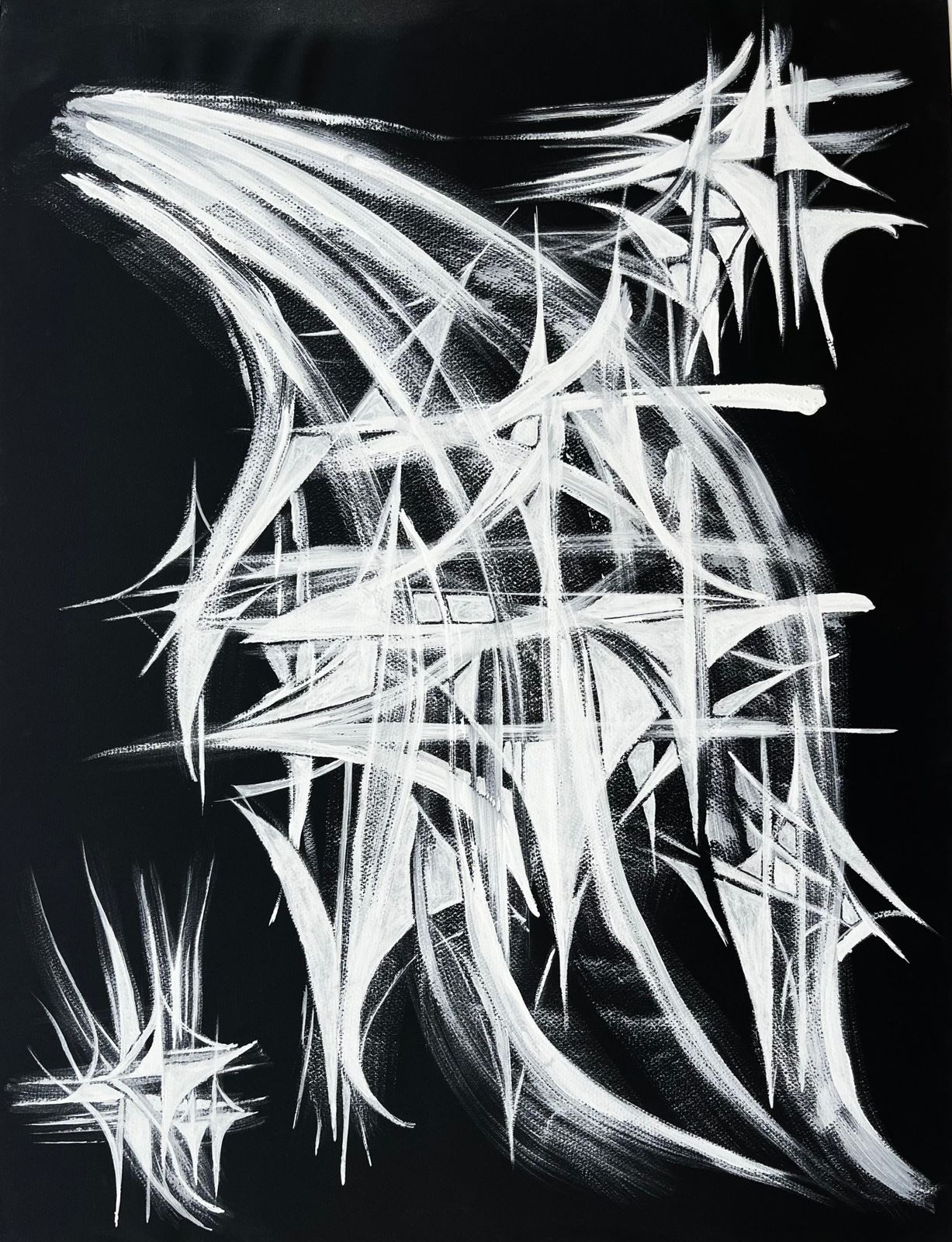 Serge Guerin (1916)mid Century French Black And White Geometric Abstract Composition