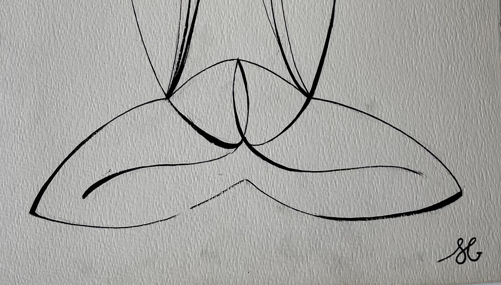 Serge Guerin (1916)mid Century French Abstract Line Drawing Seated Figure Ink On Paper photo 571.0