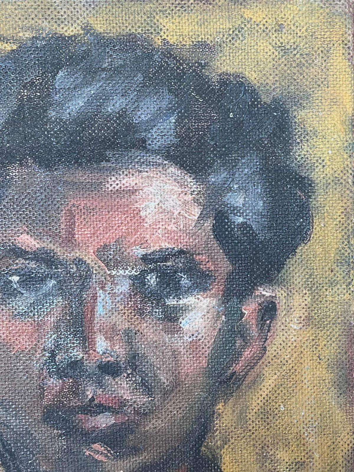 Suzanne Dinkesmid Century French Impressionist Signed Oil Head & Shoulders Portrait Of Man1950's photo Art