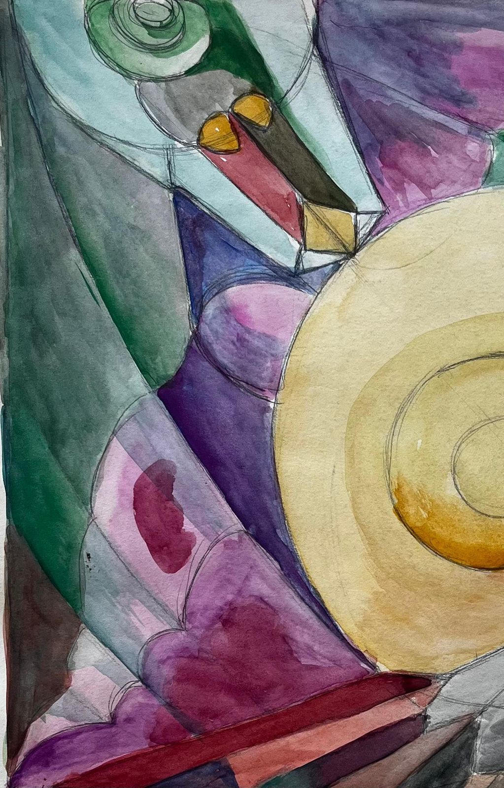 Abstract Spiral Composition French Modernist Watercolour By Guy Nicod photo Art