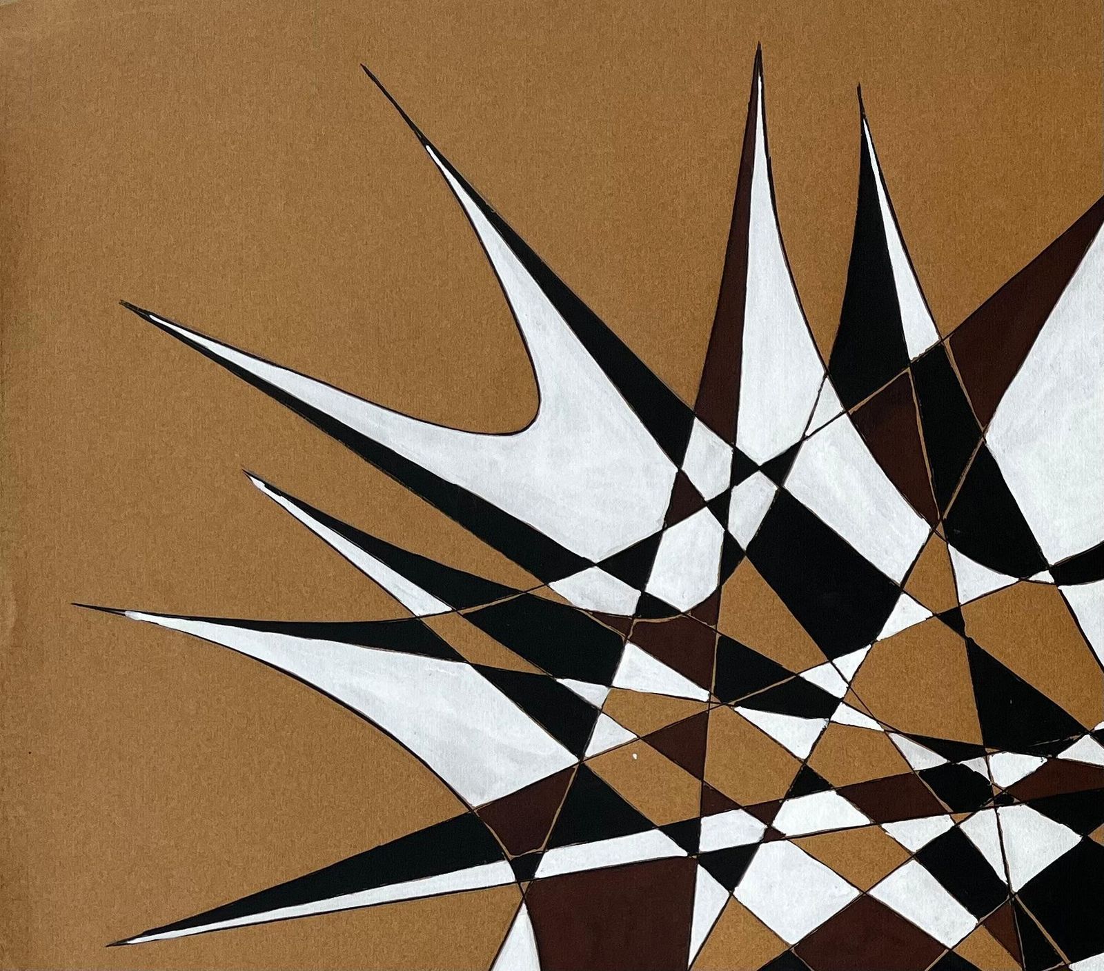 Serge Guerin (1916)mid Century French Geometric Abstract In Black White And Brown Signed Sg photo for sale
