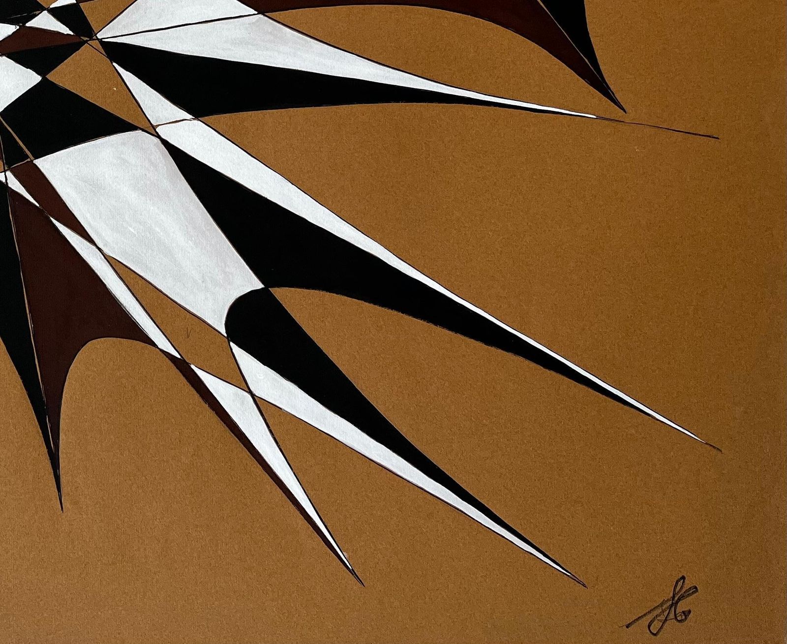 Serge Guerin (1916)mid Century French Geometric Abstract In Black White And Brown Signed Sg photo 826.0