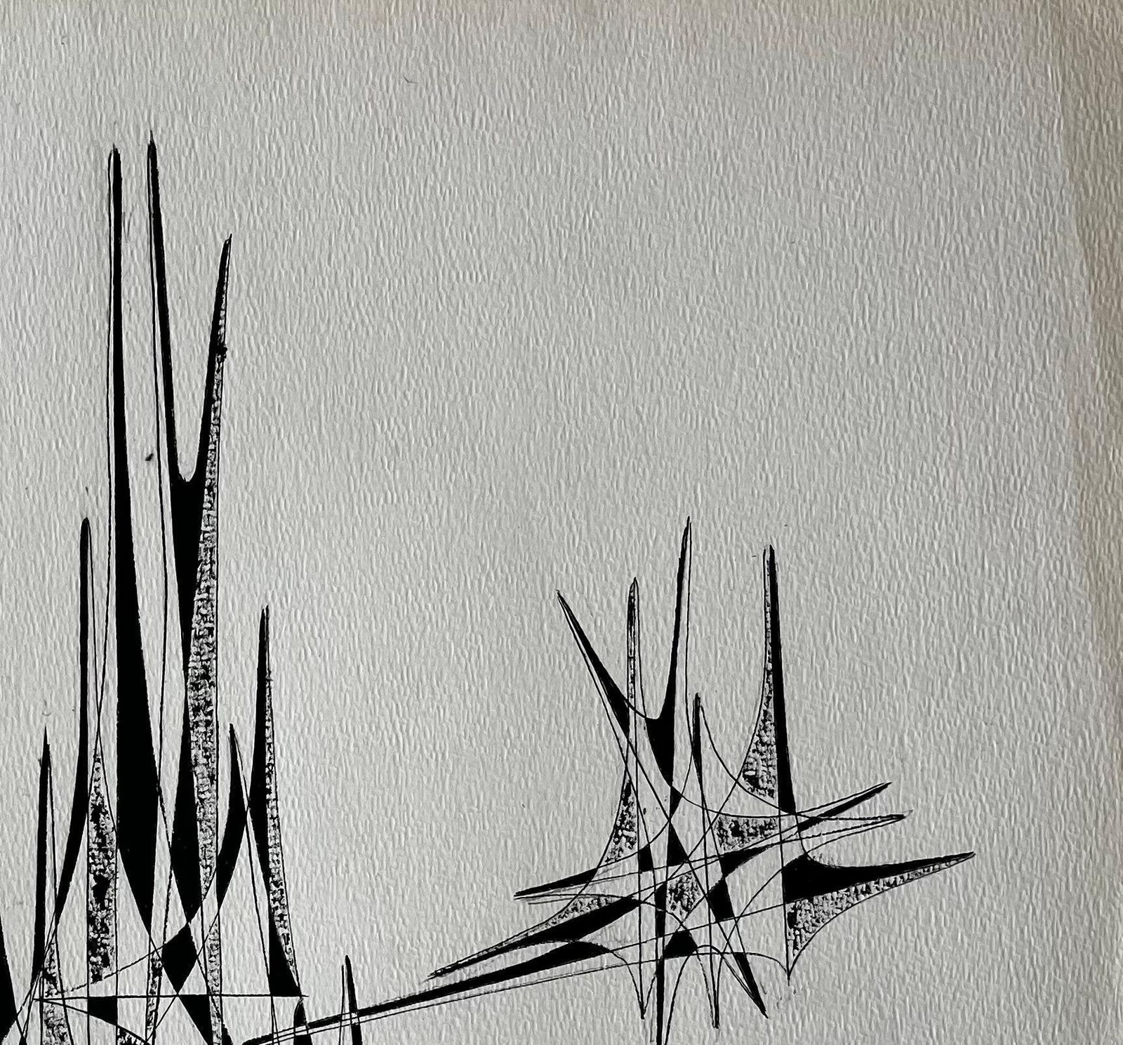Serge Guerin (1916)mid Century French Abstract Architectural Ink Drawing Signed Serge Guerin photo Art