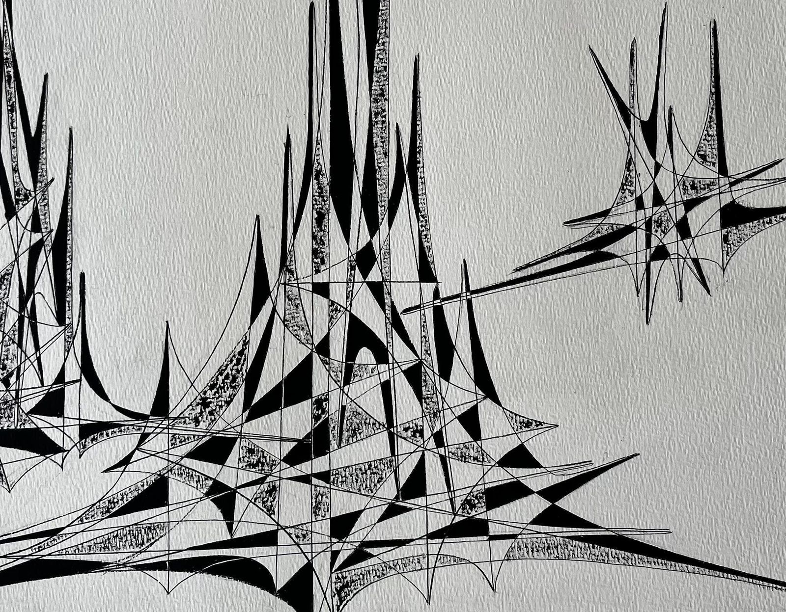 Serge Guerin (1916)mid Century French Abstract Architectural Ink Drawing Signed Serge Guerin photo buy