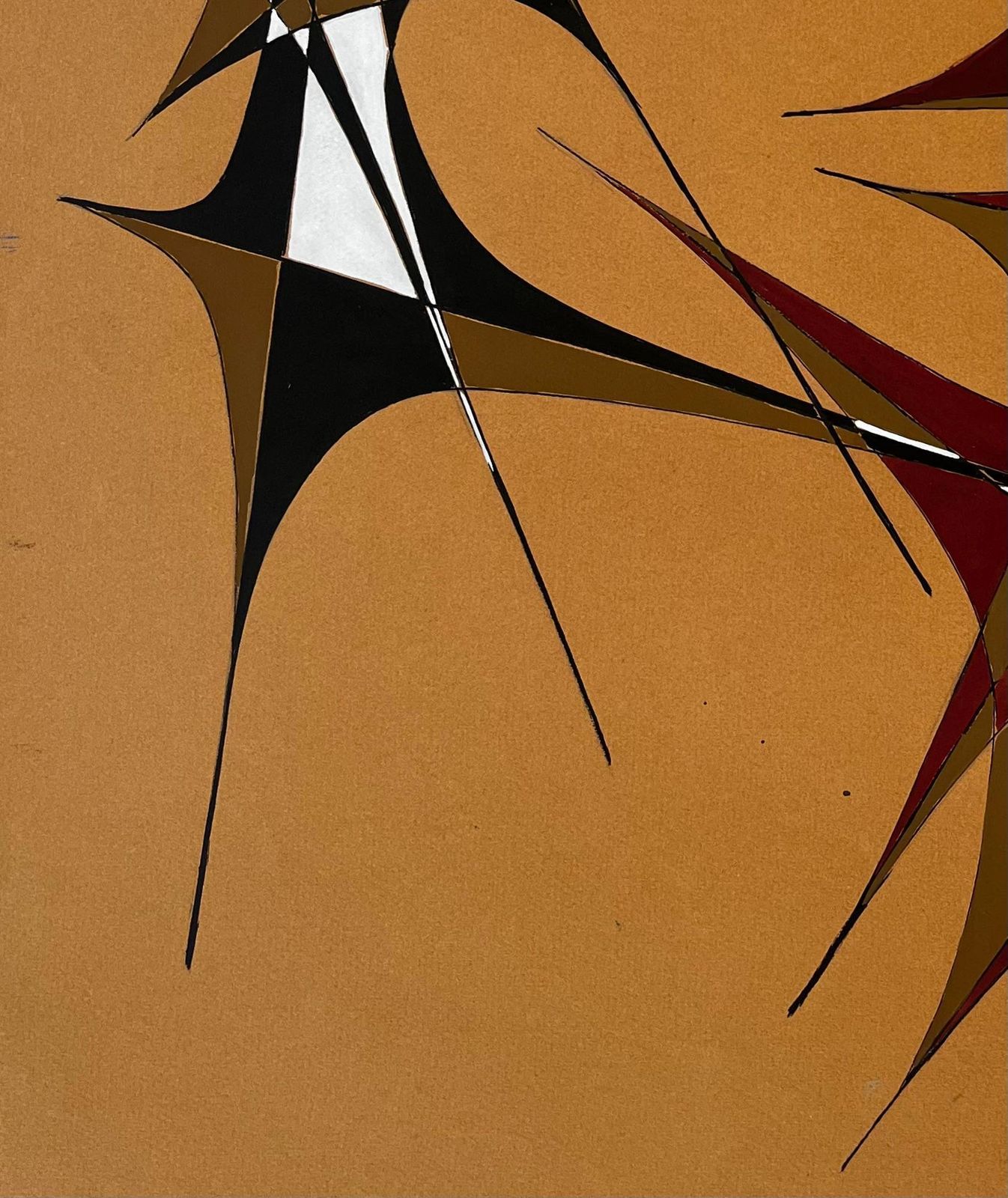 Serge Guerin (1916)interlocking Gouache Forms On Ochre Paper By Serge Guerin French B19161969 photo vinterior