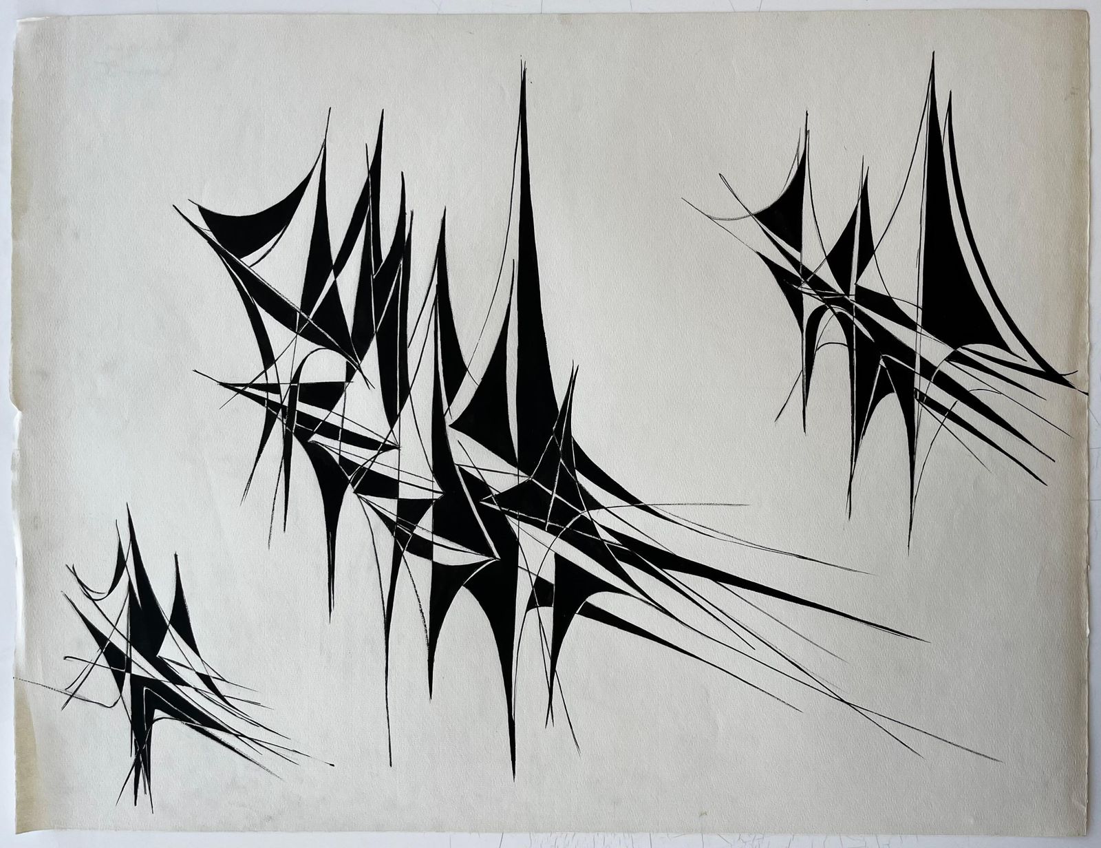Serge Guerin (1916)abstract Linear Composition 1969 By Serge Guerin French B19161969 photo furniture