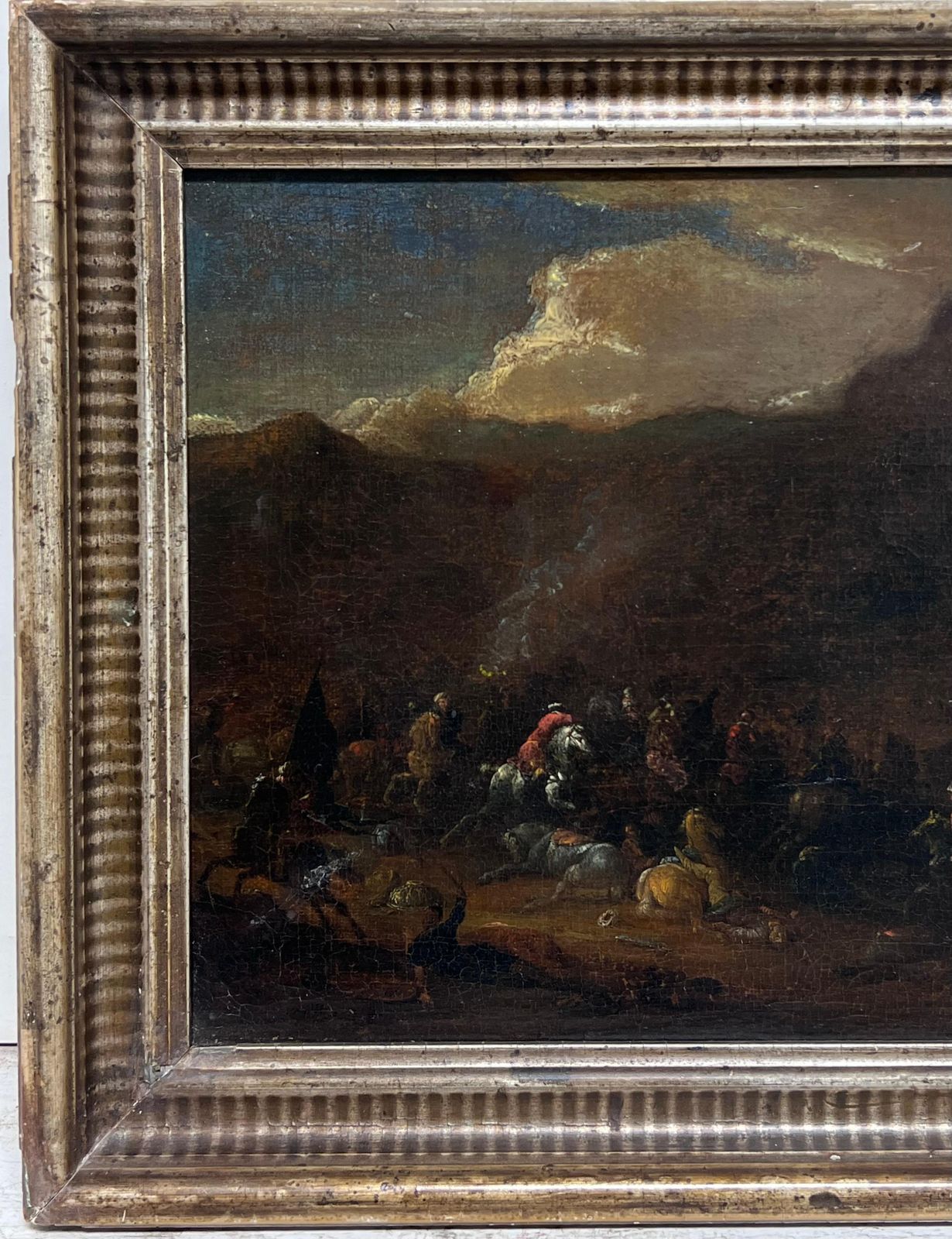 Fine 17th Century Flemish Oil Painting Cavalry Skirmish Many Figures & Horses photo vinterior