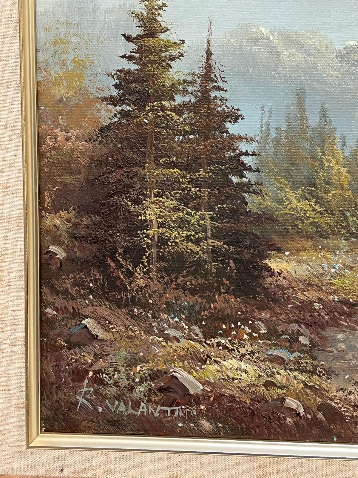 Italian Artistlarge Italian Alpine Mountain Scene Snow Capped Mountains Signed Oil Painting photo 916.0