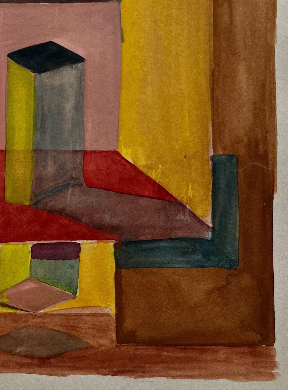 Guy Nicodabstract Geometric Interior French Modernist Watercolour Gouache photo 352.0